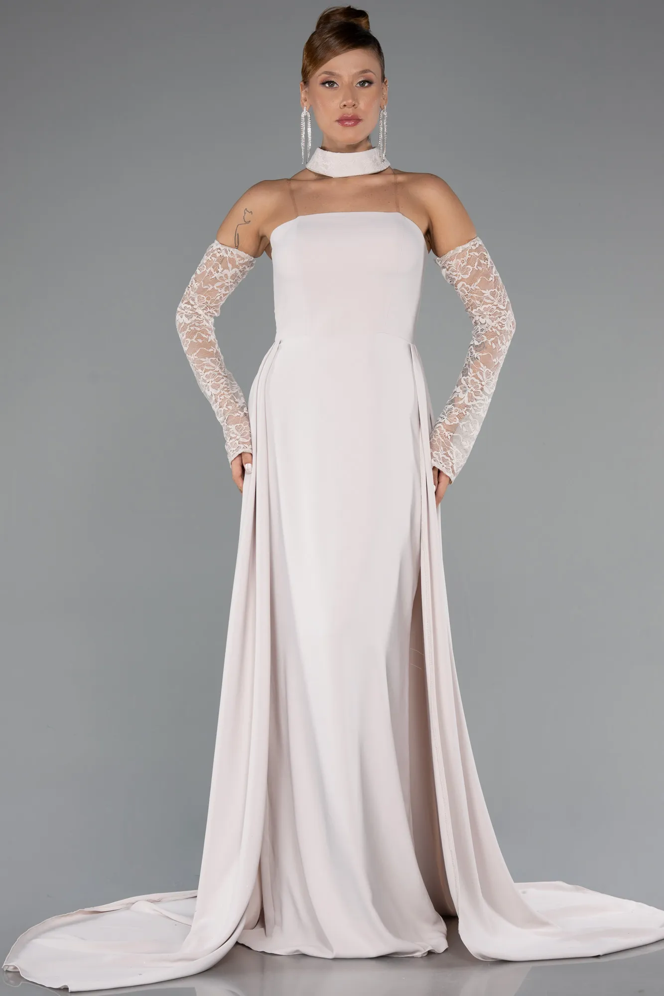 Beige-Long Evening Dress ABU5355