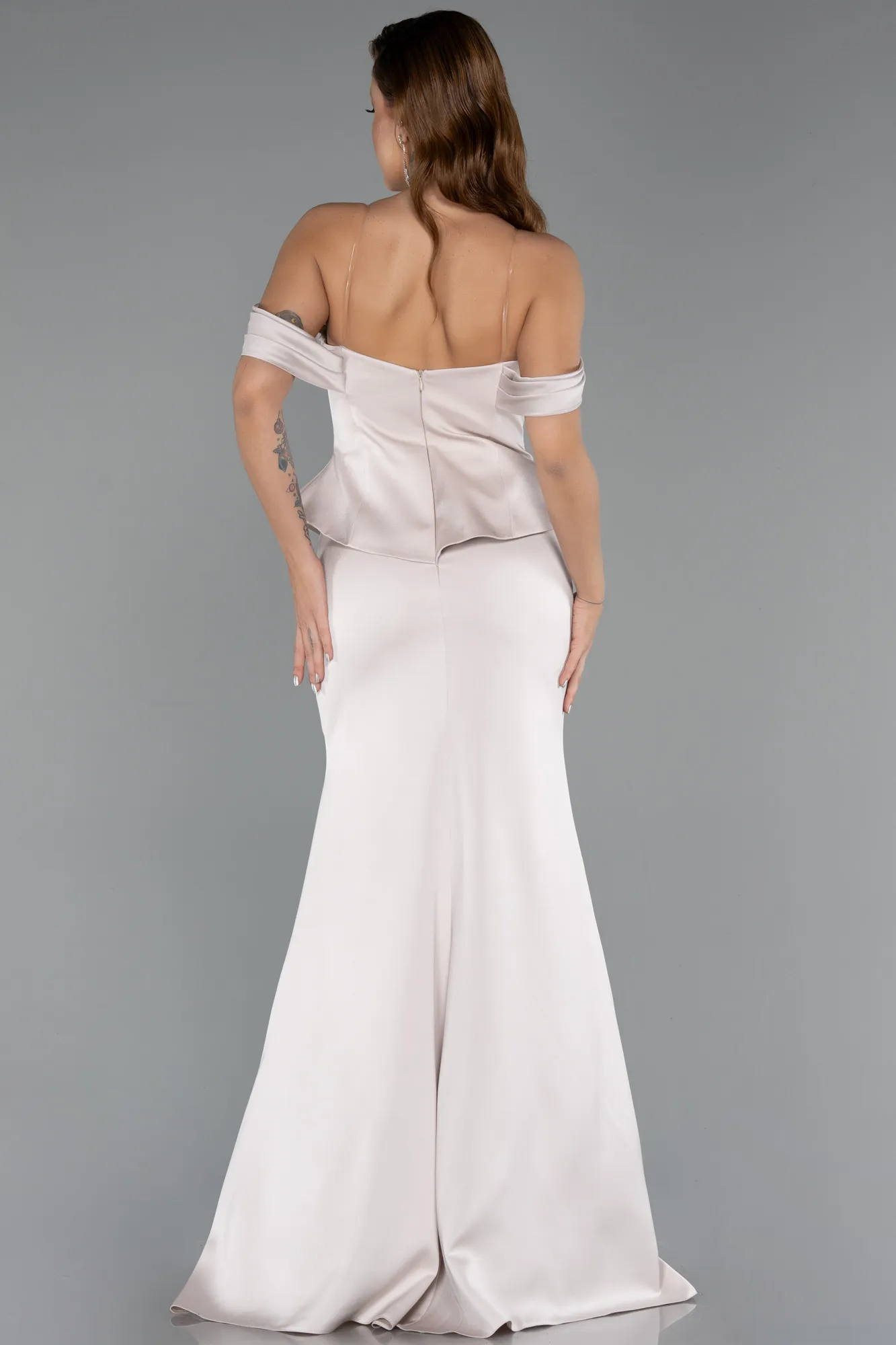 Beige-Long Evening Dress ABU5405