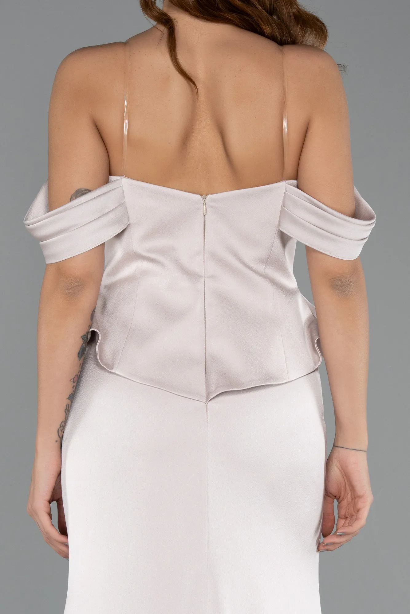 Beige-Long Evening Dress ABU5405