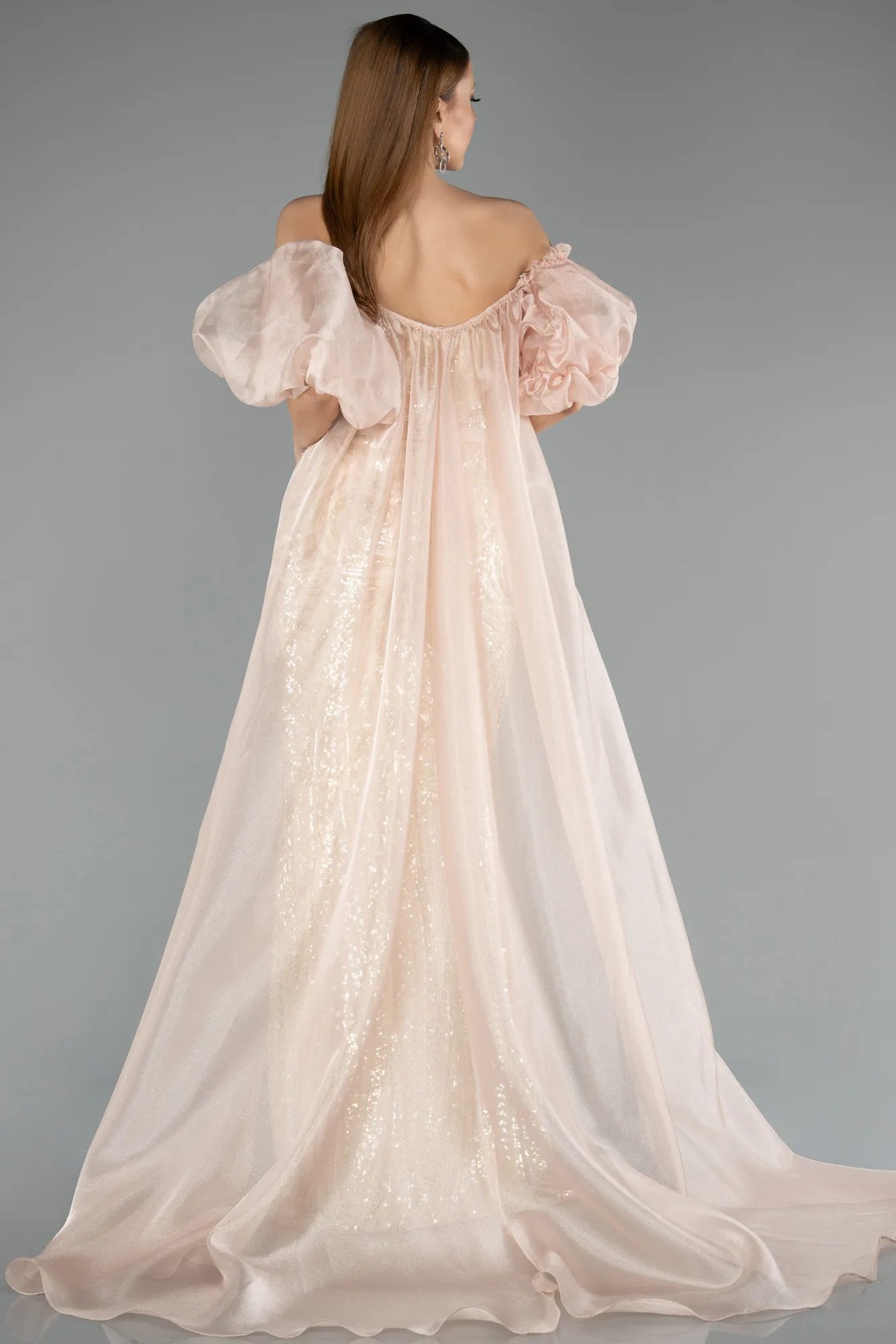 Beige-Long Evening Dress ABU5537