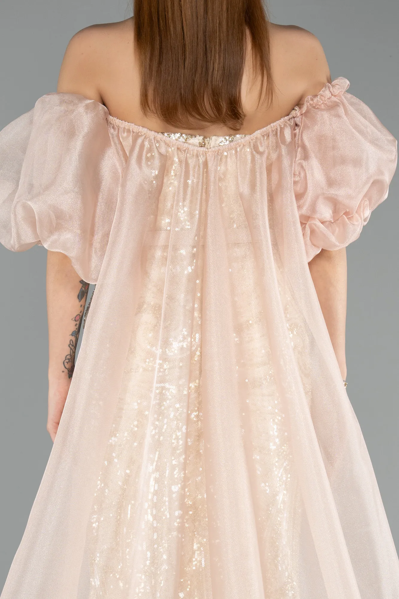 Beige-Long Evening Dress ABU5537