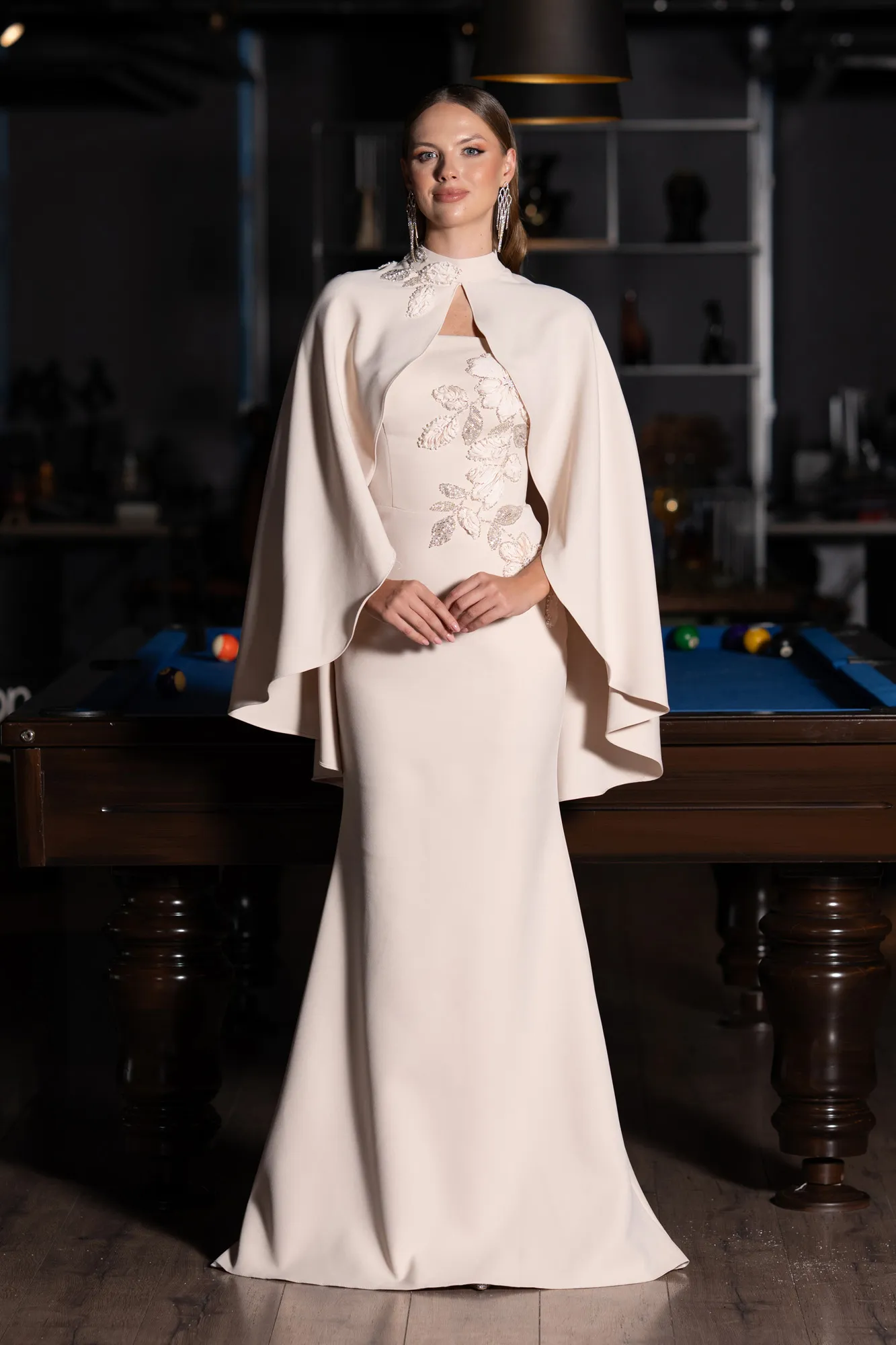 Beige-Long Mermaid Evening Gown ABU5485