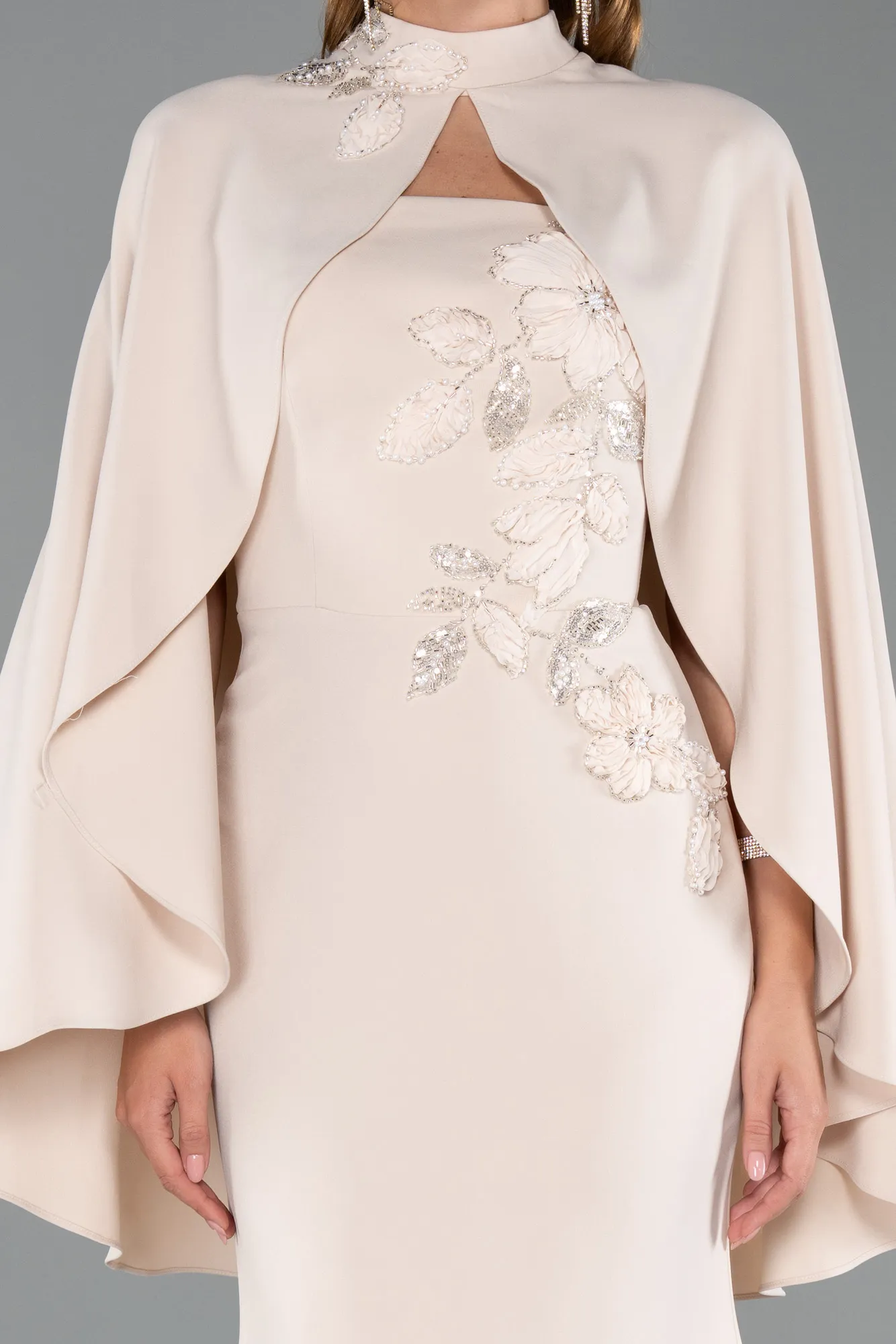 Beige-Long Mermaid Evening Gown ABU5485