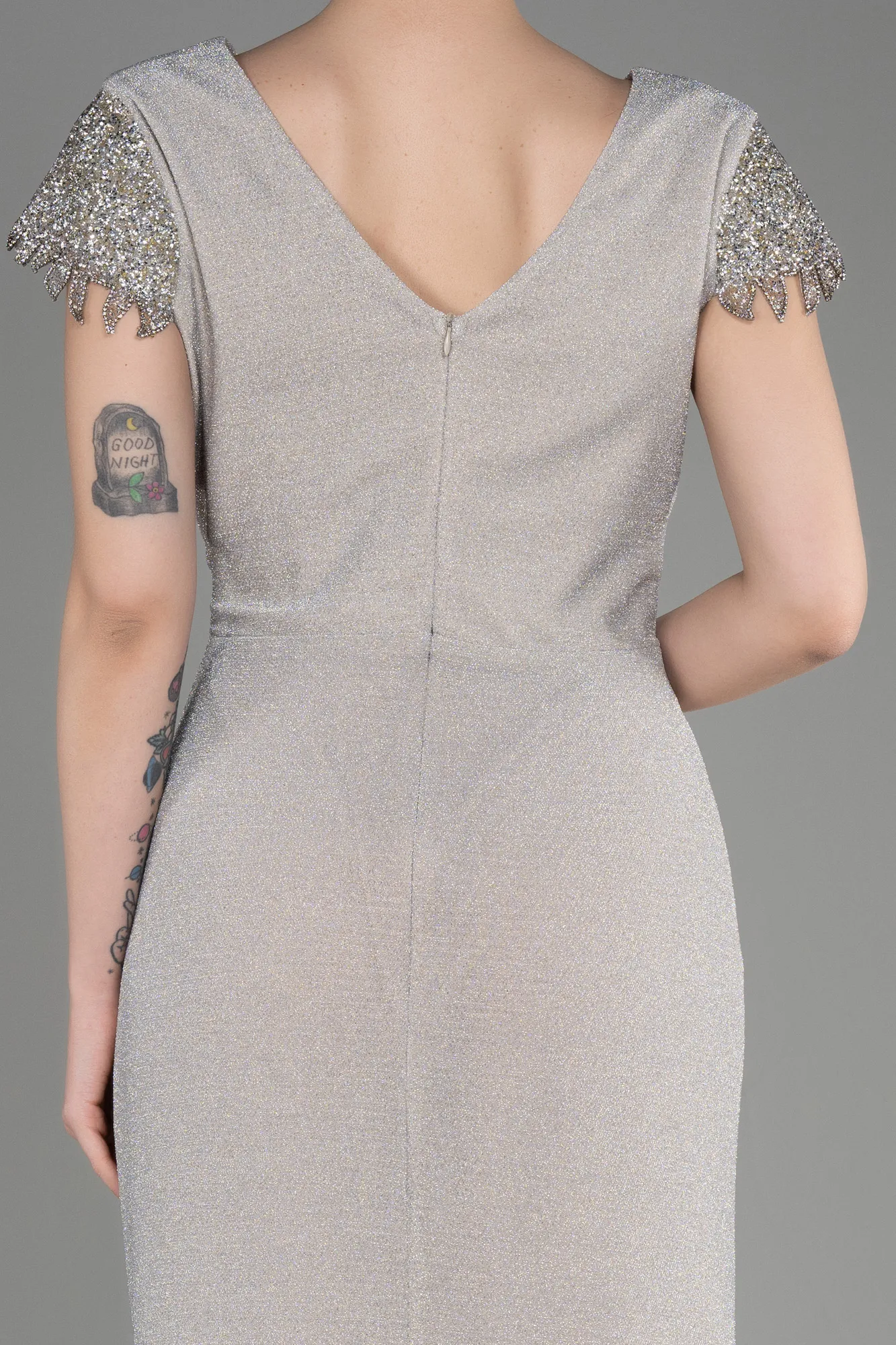 Beige-Long Plus Size Evening Dress ABU3558