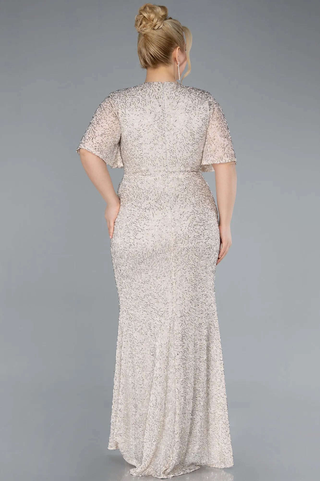 Beige-Long Plus Size Evening Gown ABU4542