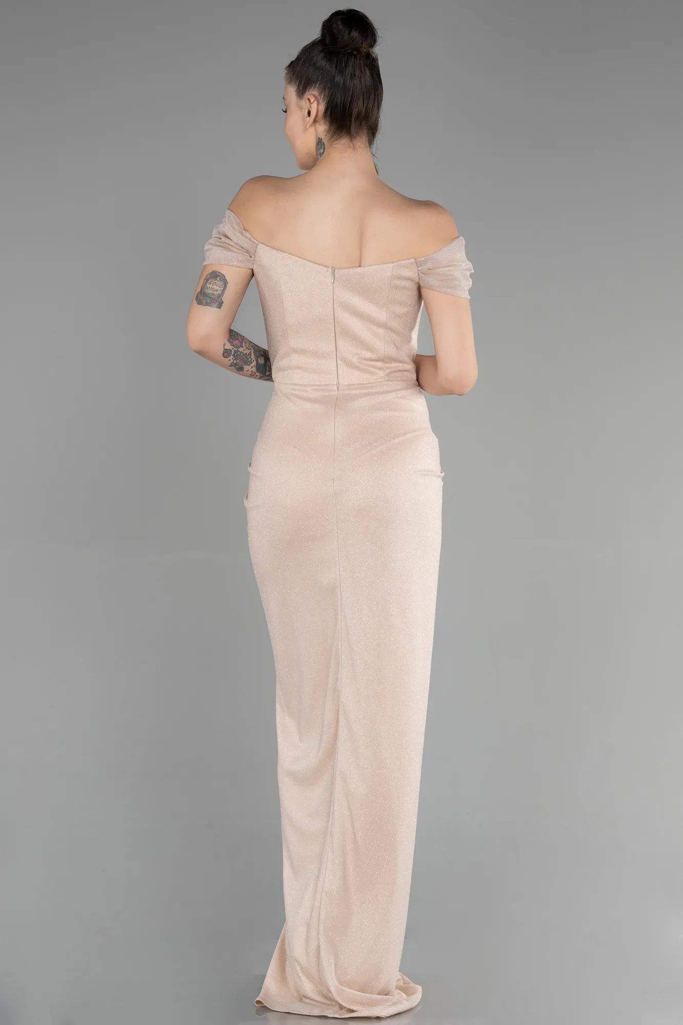 Beige-Long Prom Gown ABU3473