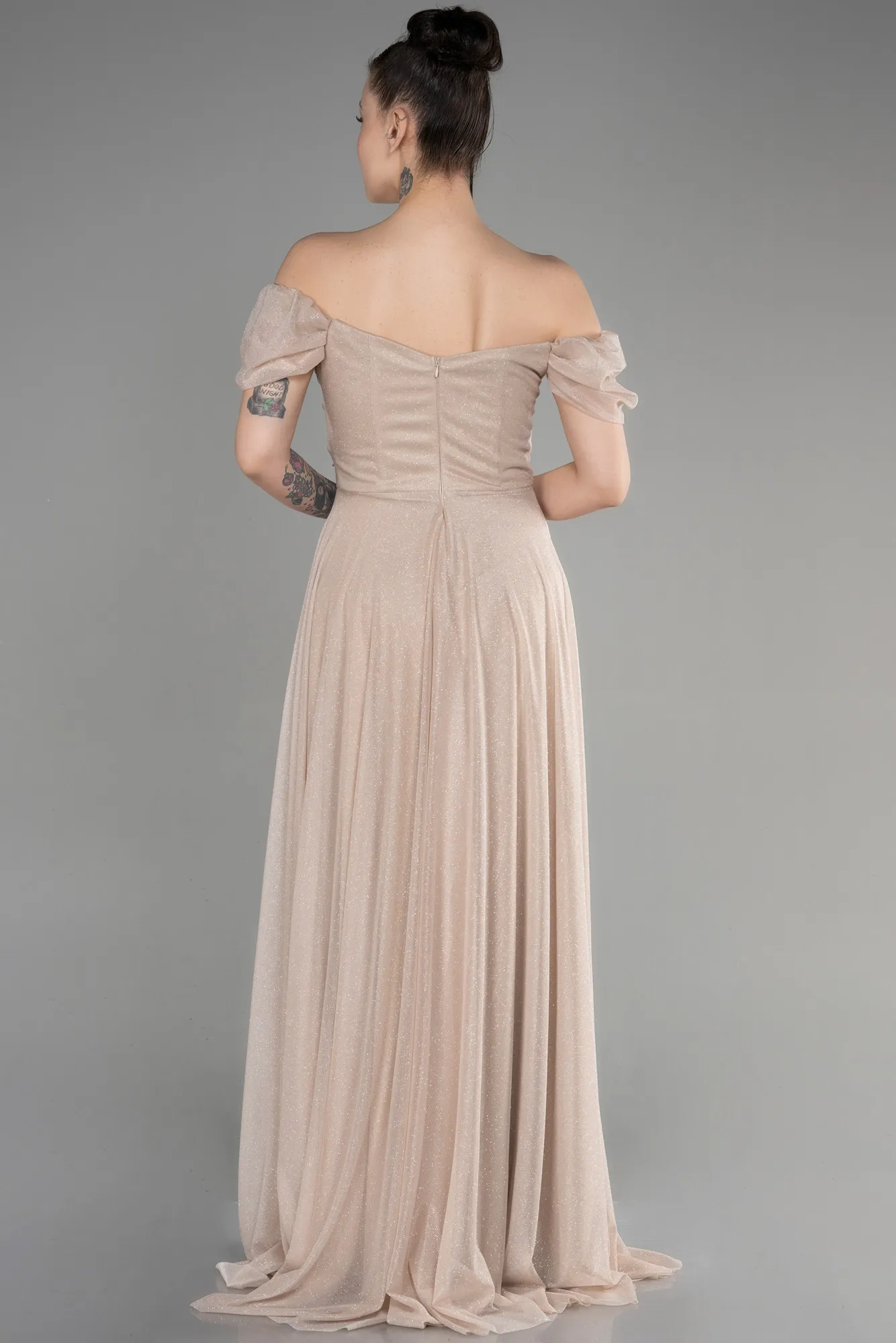 Beige-Long Prom Gown ABU3660