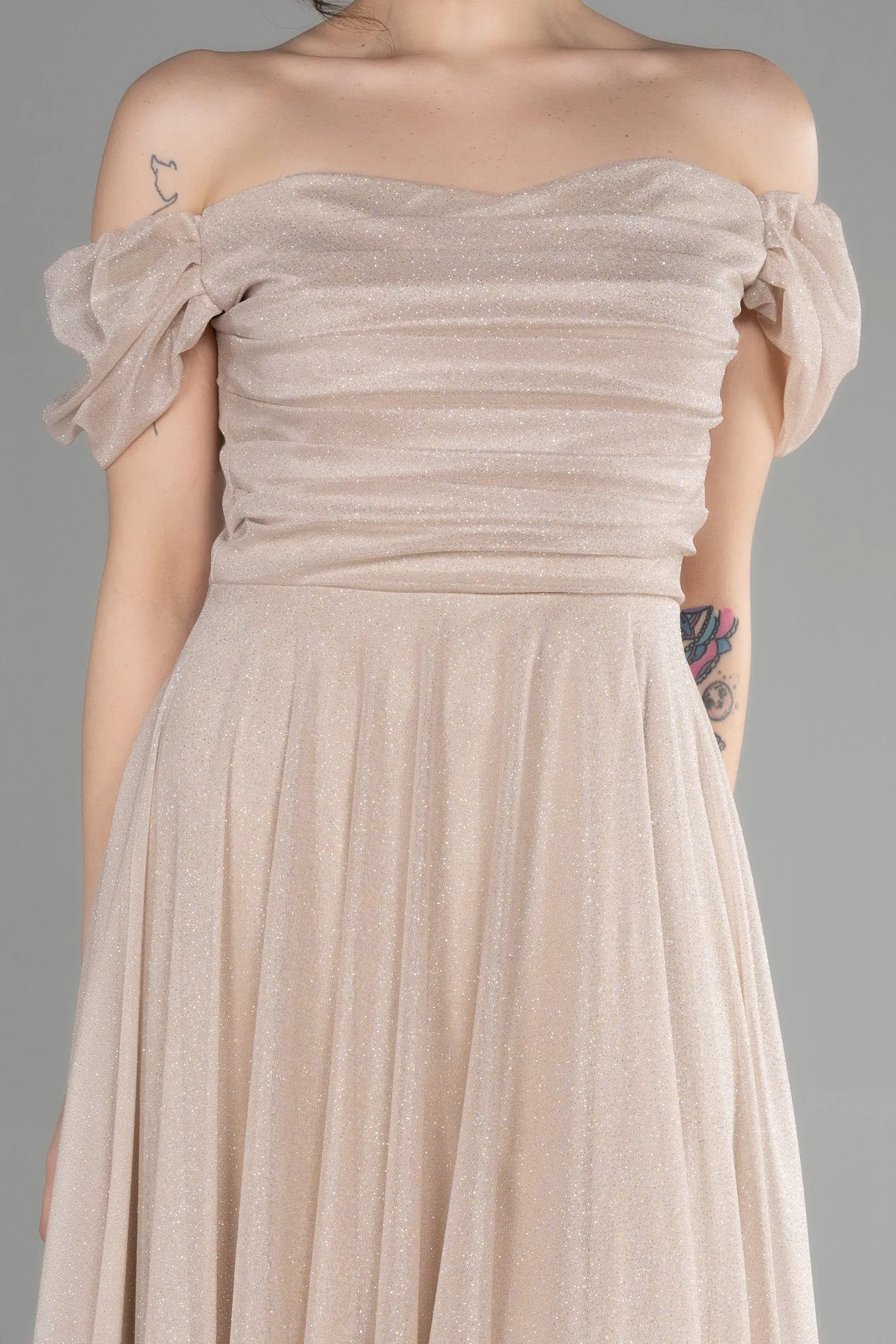 Beige-Long Prom Gown ABU3660