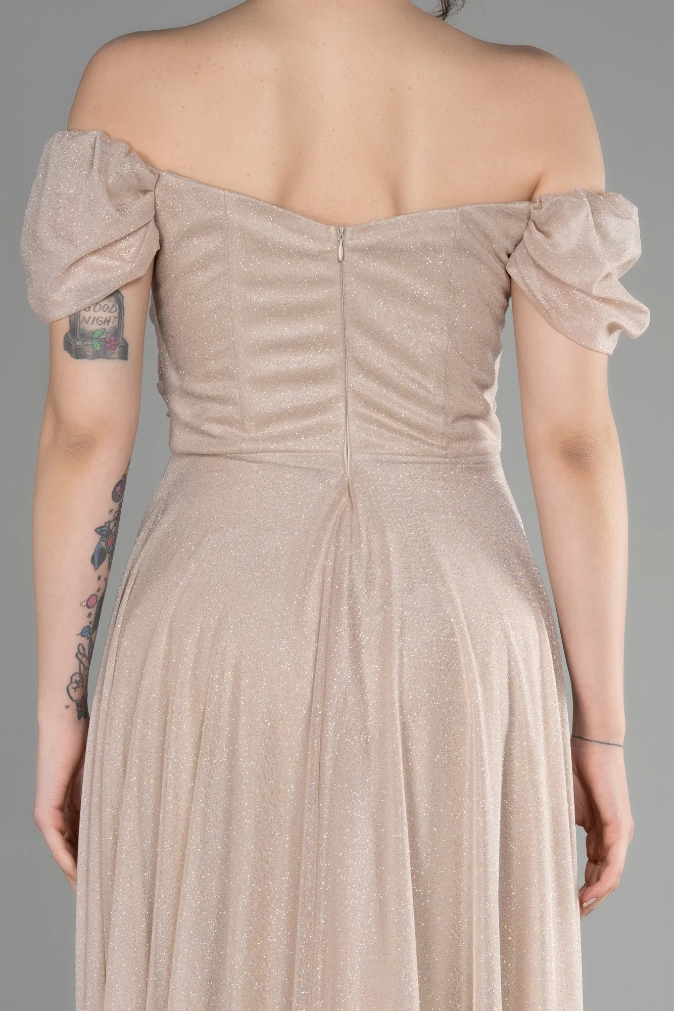 Beige-Long Prom Gown ABU3660