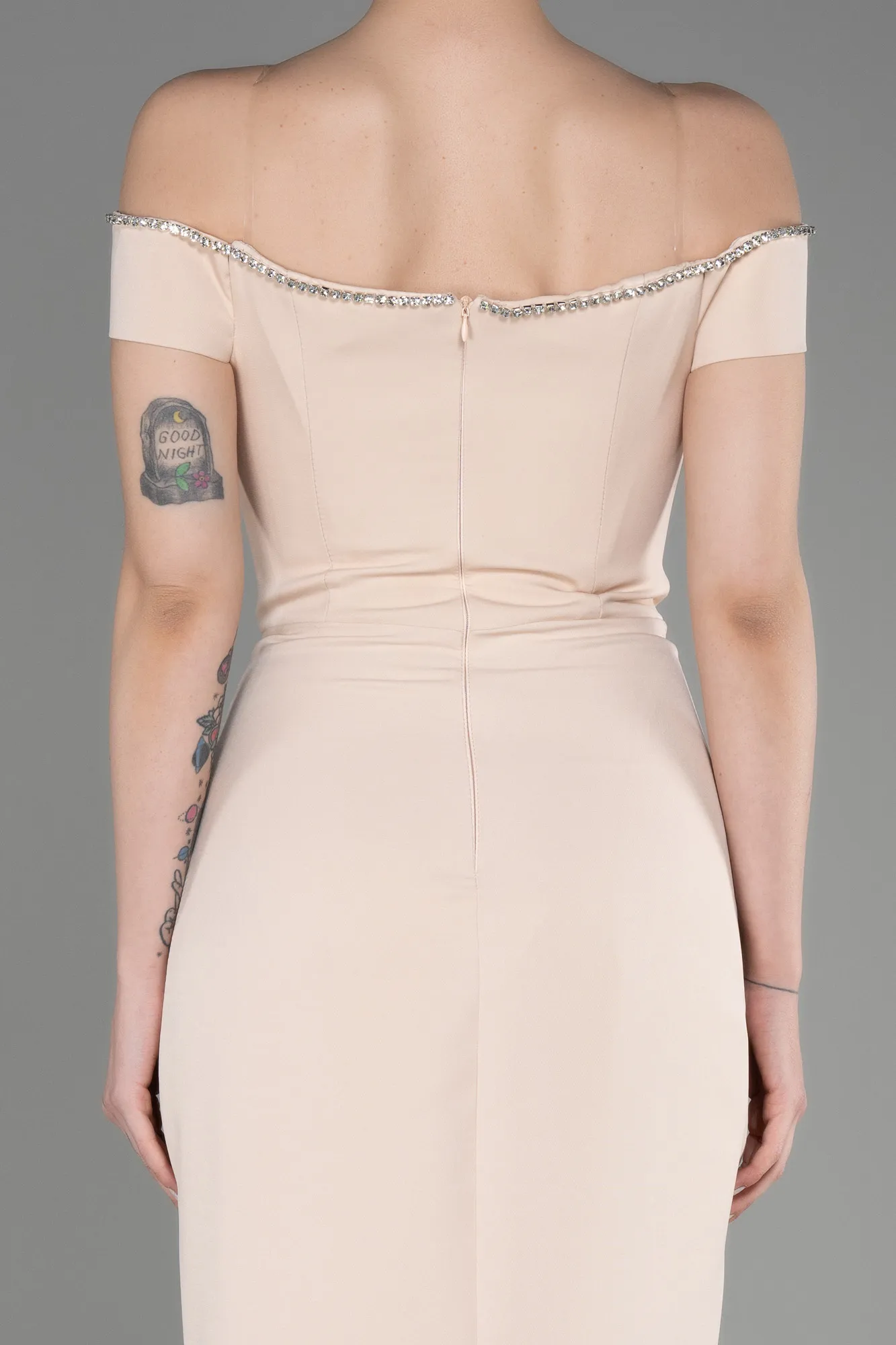 Beige-Long Prom Gown ABU3781