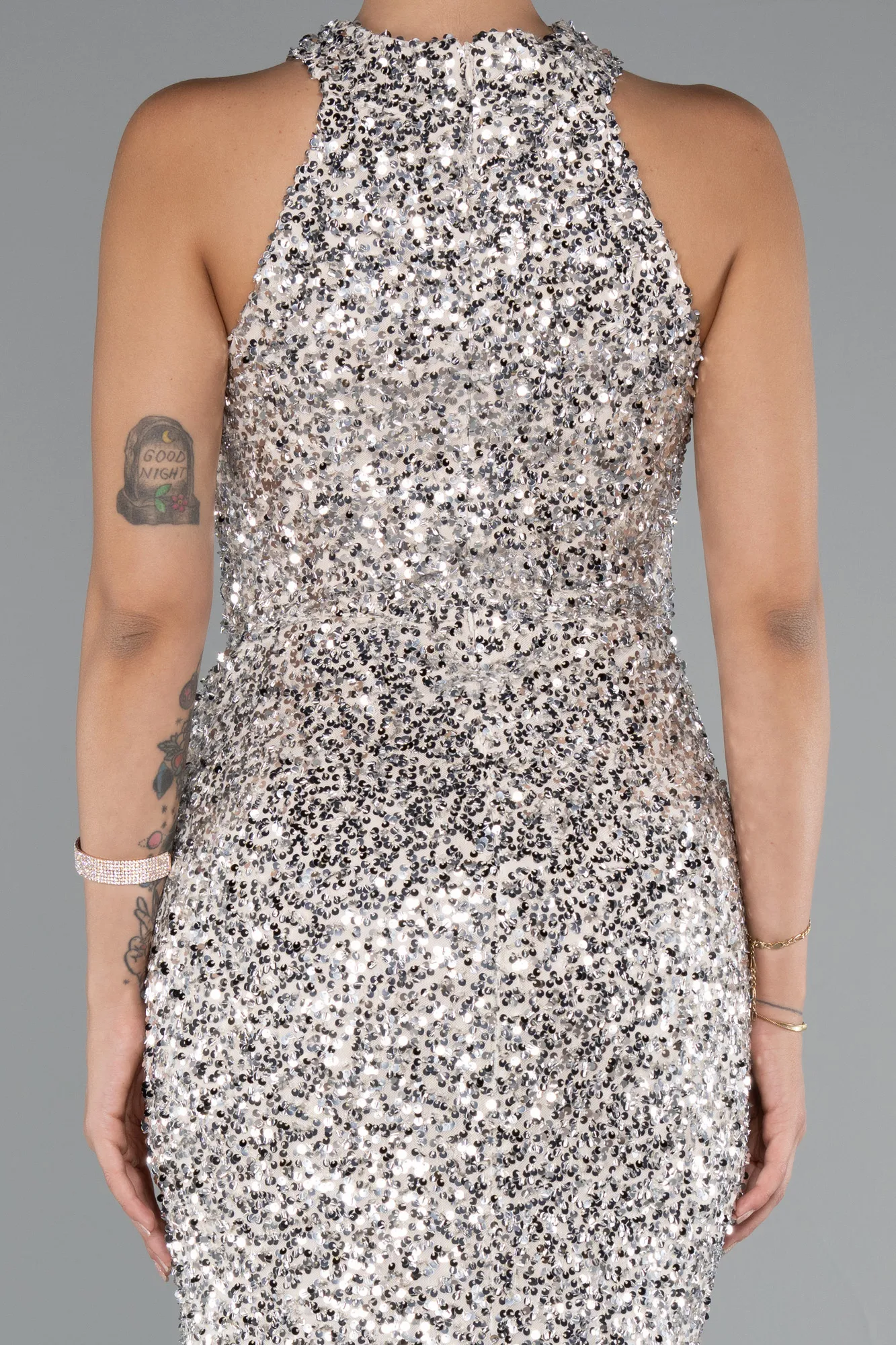 Beige-Long Scaly Evening Dress ABU5135