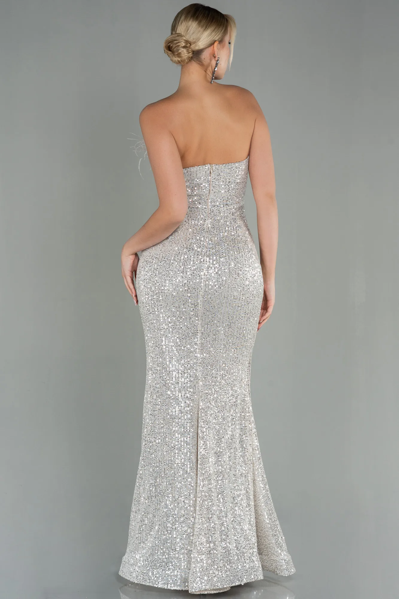 Beige-Long Scaly Mermaid Evening Dress ABU3071