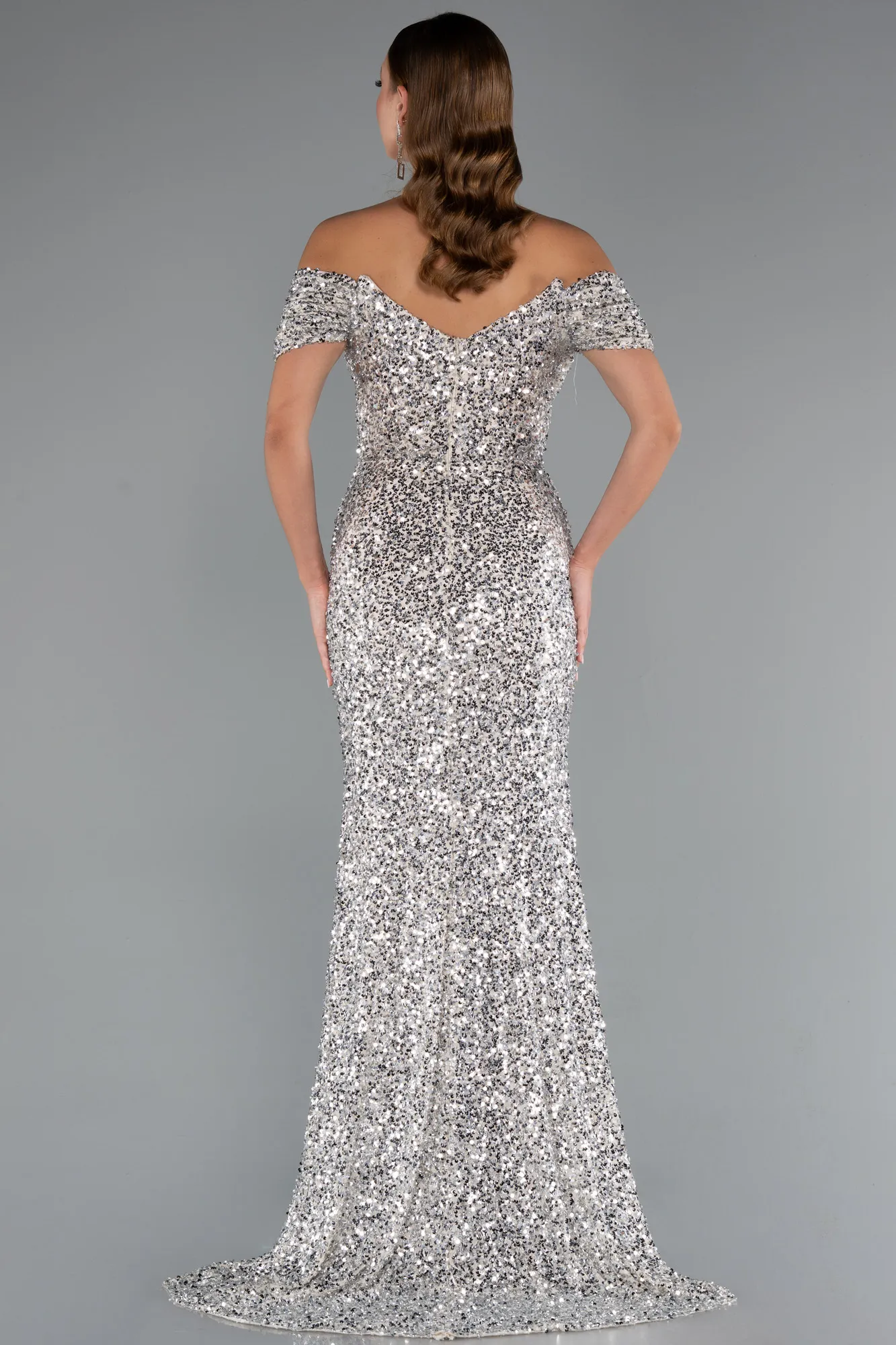 Beige-Long Scaly Mermaid Evening Gown ABU4906