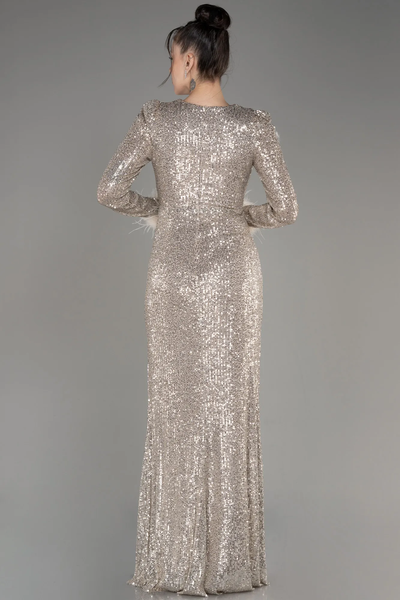 Beige-Long Scaly Mermaid Prom Dress ABU3177