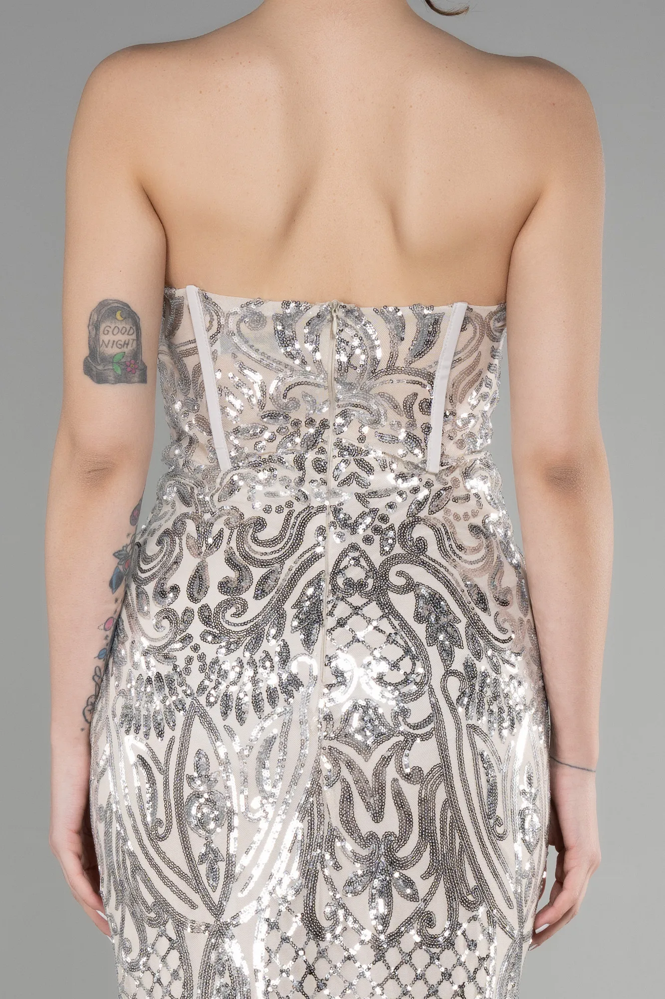 Beige-Long Scaly Mermaid Prom Dress ABU3550