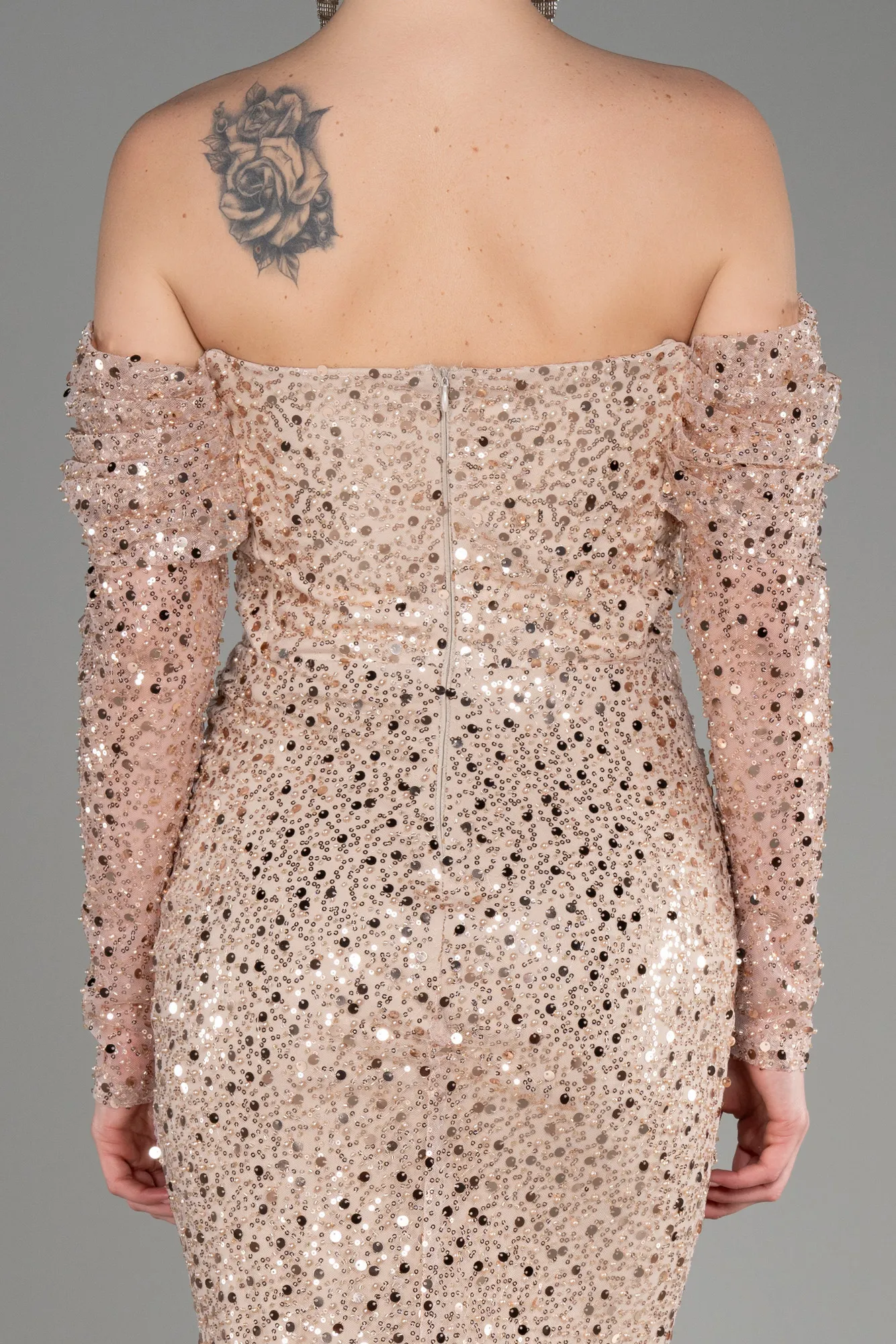 Beige-Long Scaly Mermaid Prom Dress ABU3829