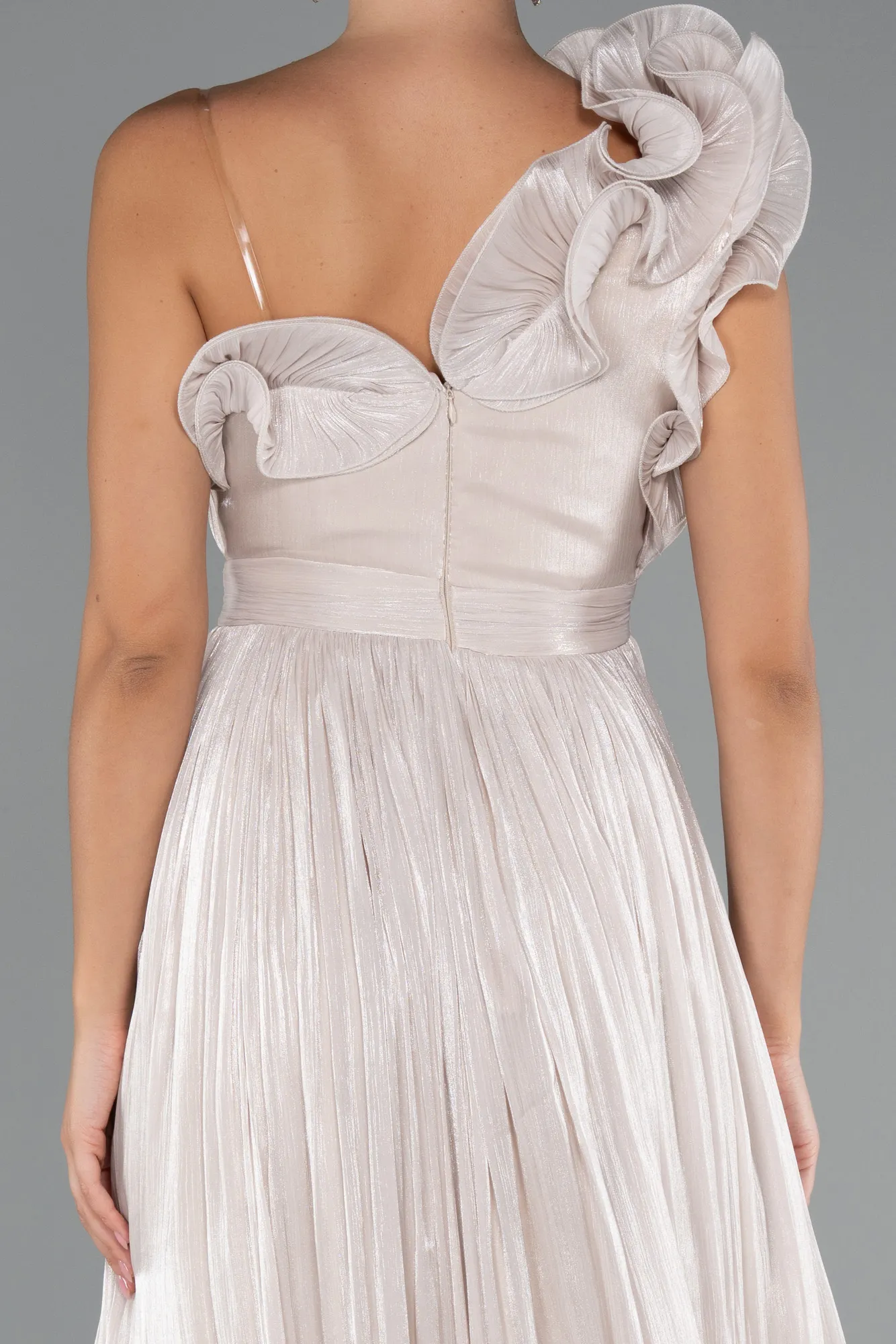 Beige-Midi Chiffon Cocktail Dress ABK2434