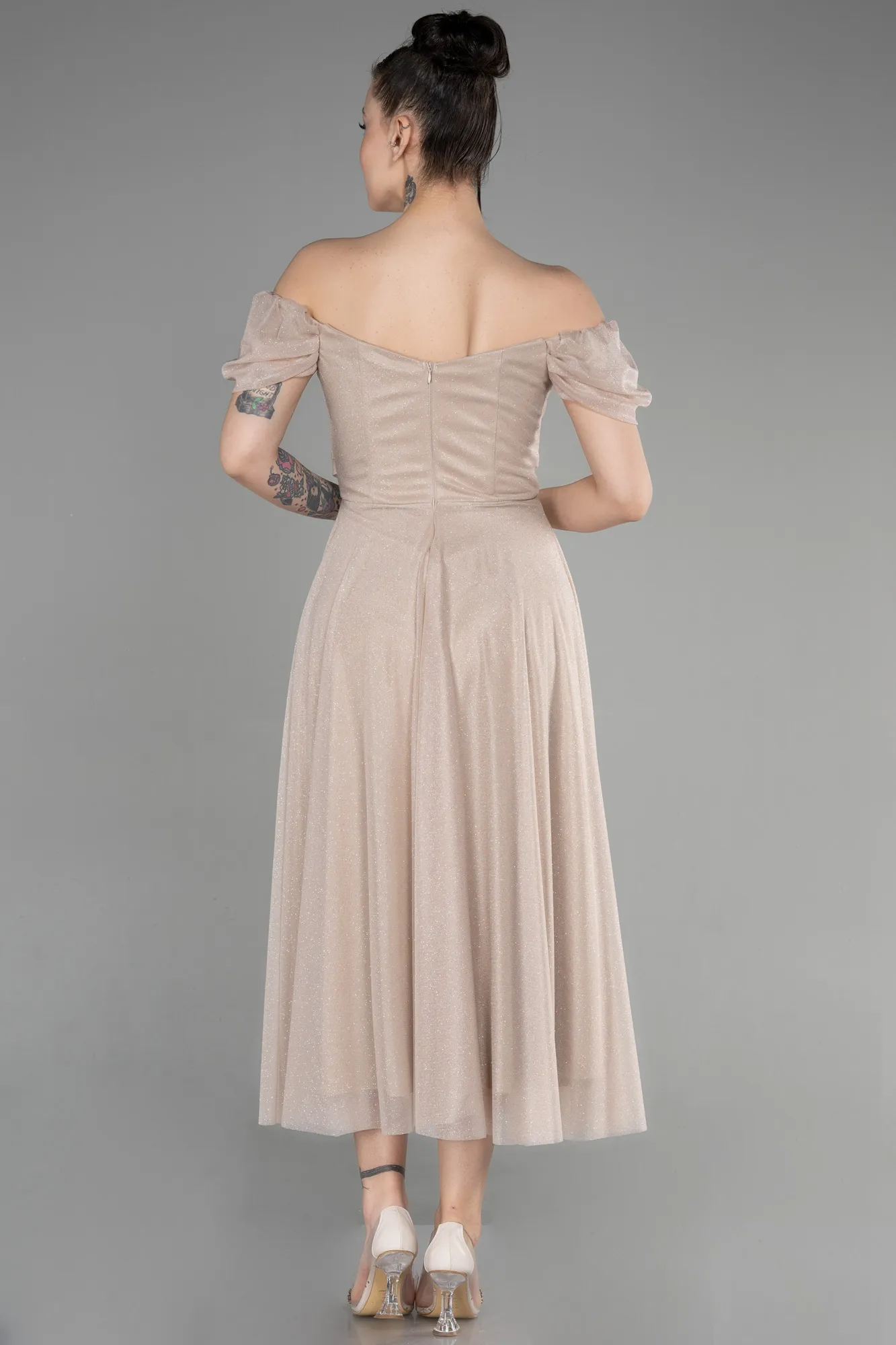 Beige-Midi Cocktail Dress ABK1978