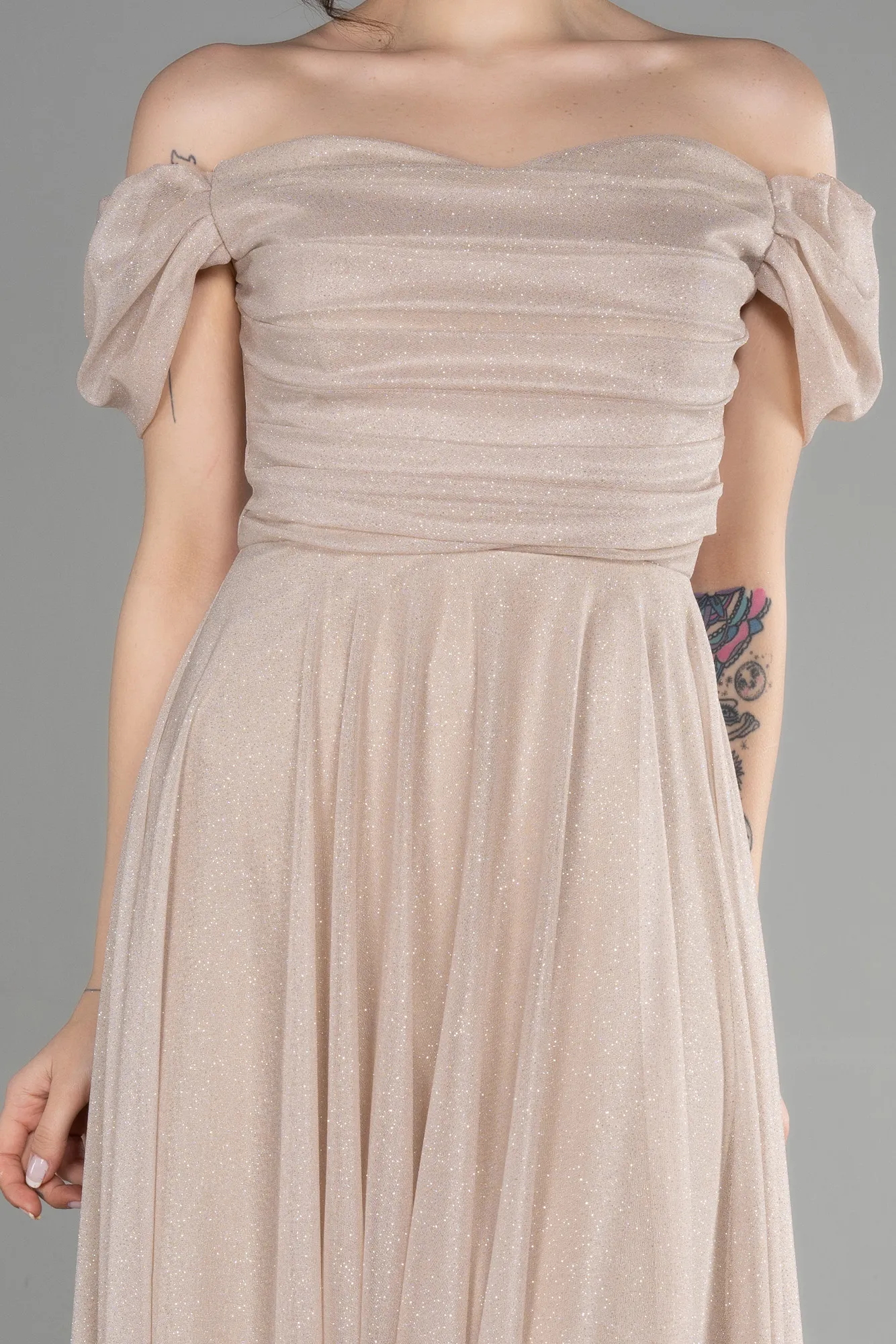 Beige-Midi Cocktail Dress ABK1978