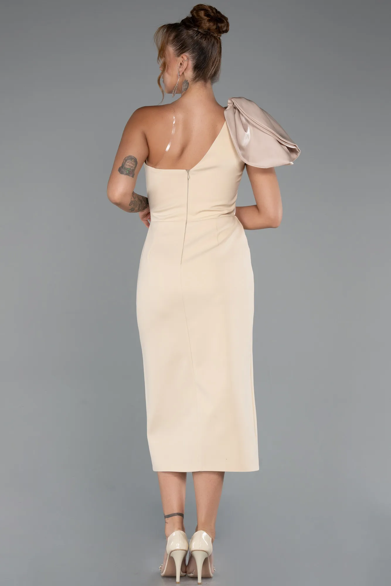 Beige-Midi Cocktail Dress ABK2249