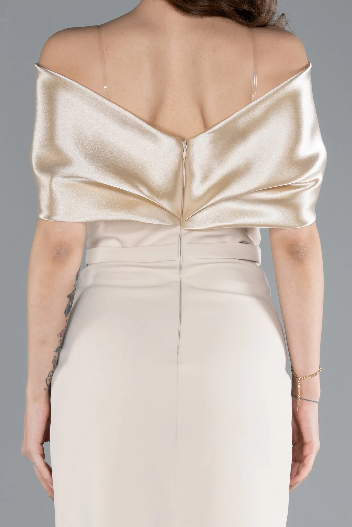 Beige-Midi Cocktail Dress ABK2279