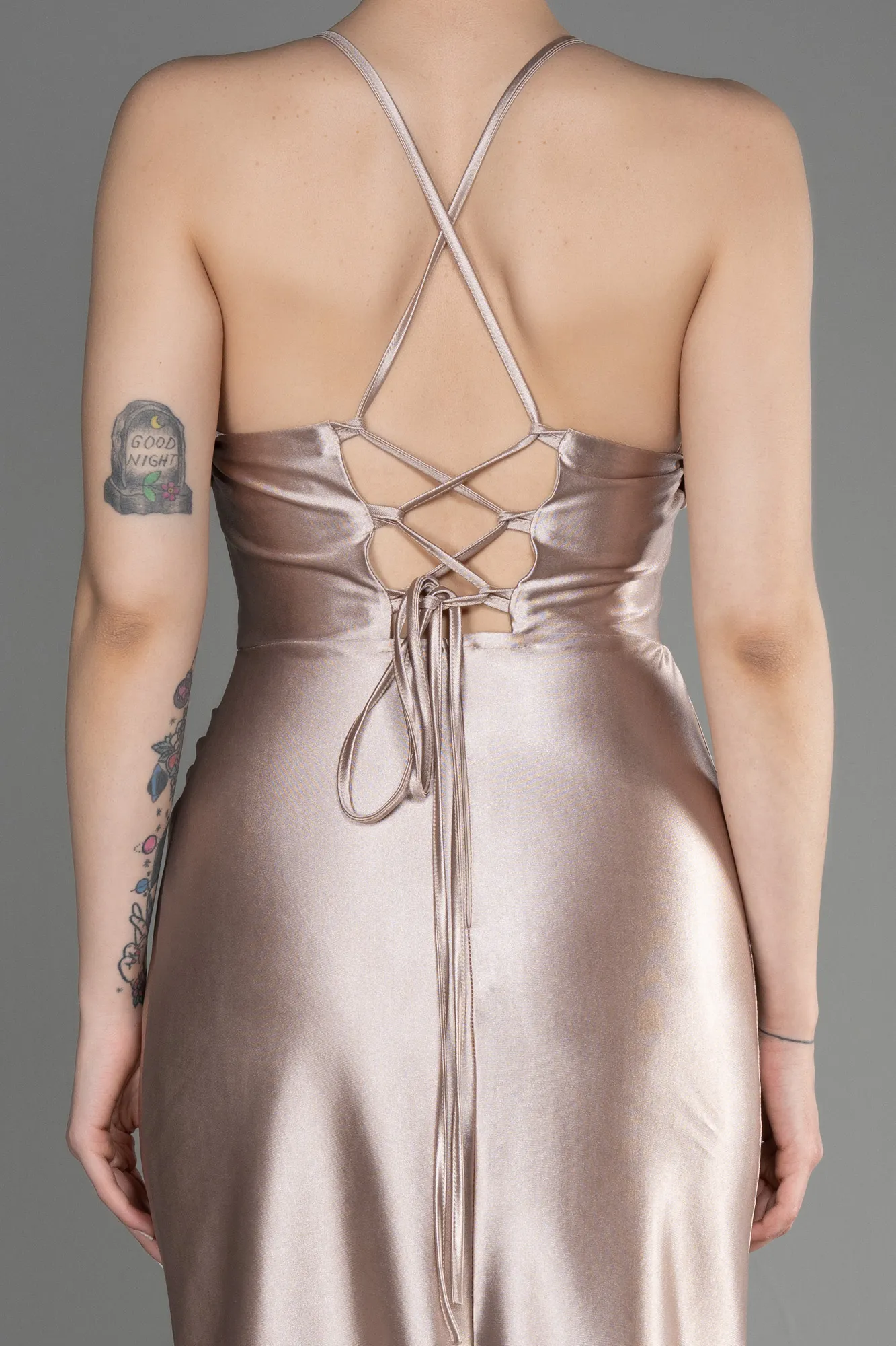 Beige-Midi Party Dress ABK2019