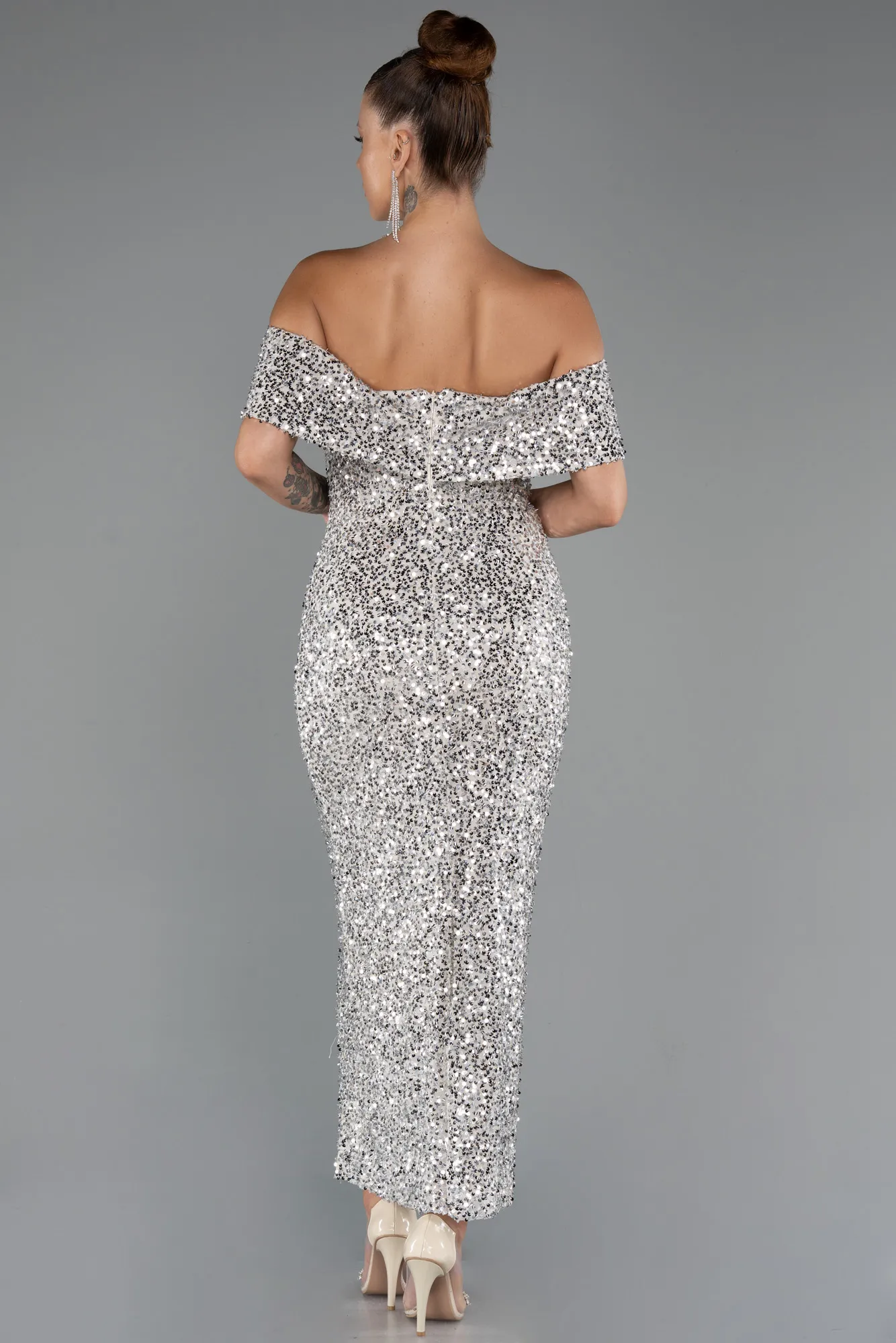 Beige-Midi Party Dress ABK2440