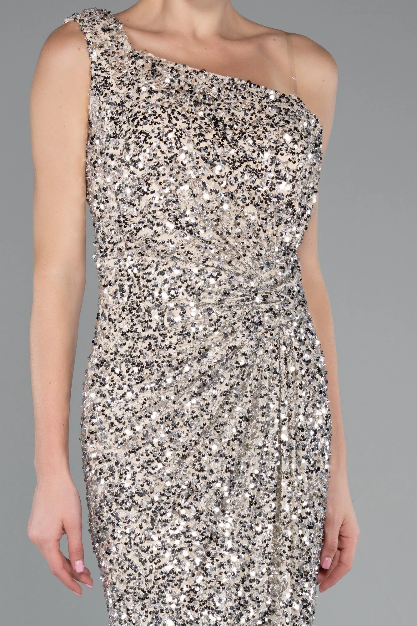 Beige-Midi Scaly Party Dress ABK2377