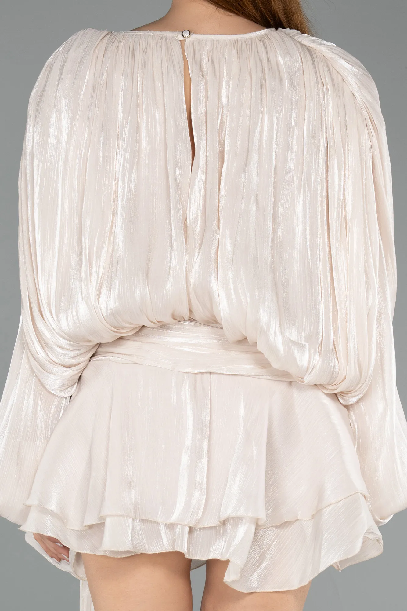 Beige-Mini Chiffon Party Dress ABK2499