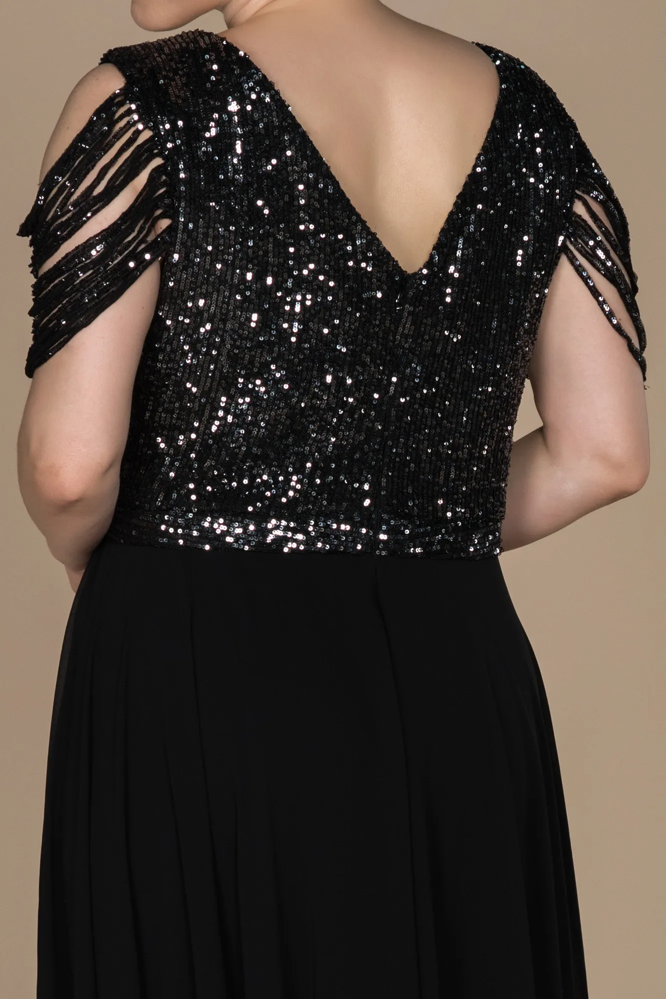 Black-Anthracite-Long Plus Size Evening Dress ABU828