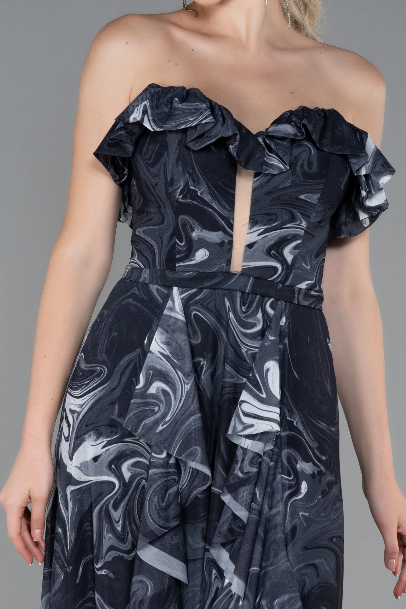 Black-Anthracite-Long Prom Gown ABU3086