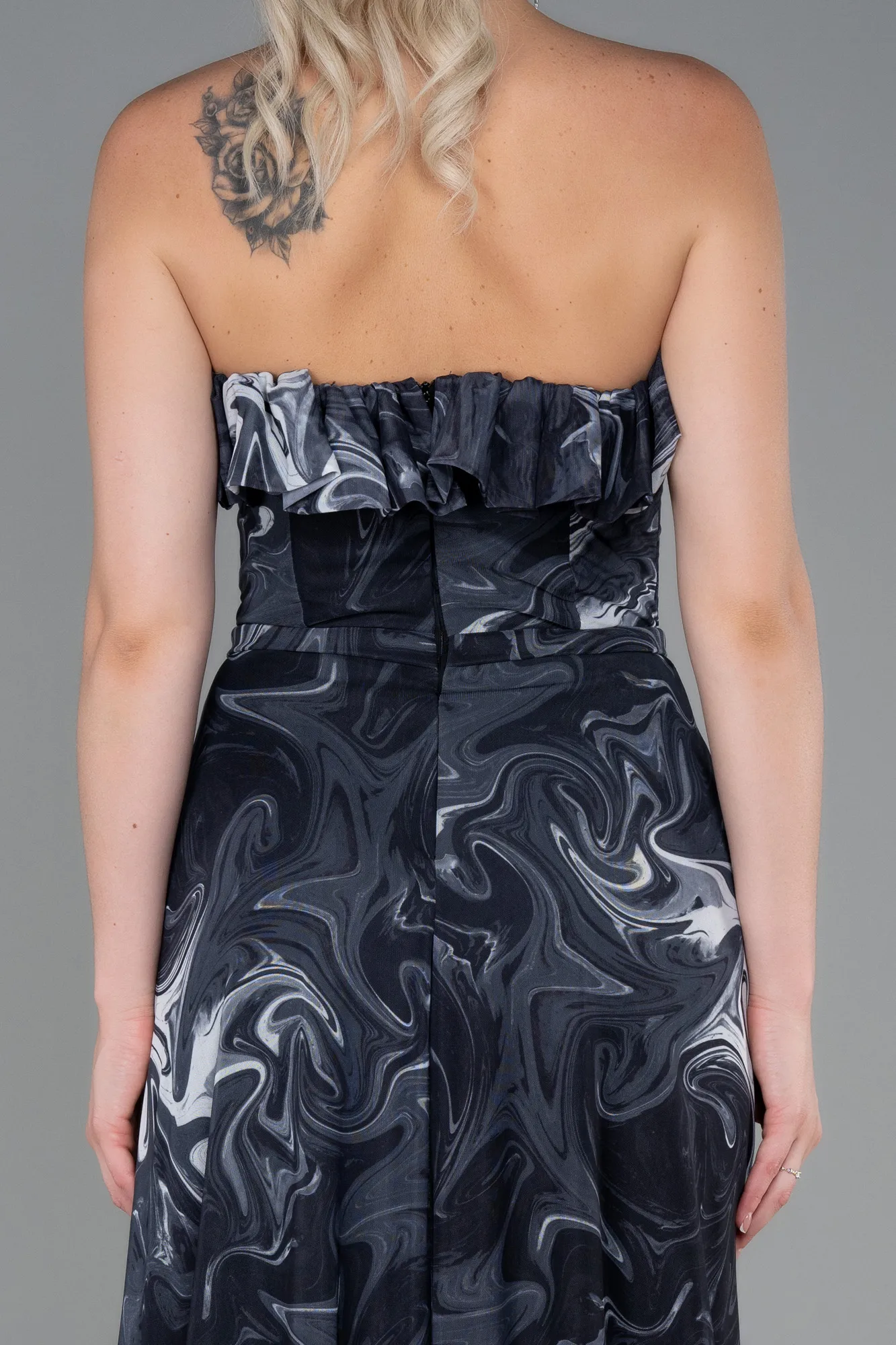 Black-Anthracite-Long Prom Gown ABU3086