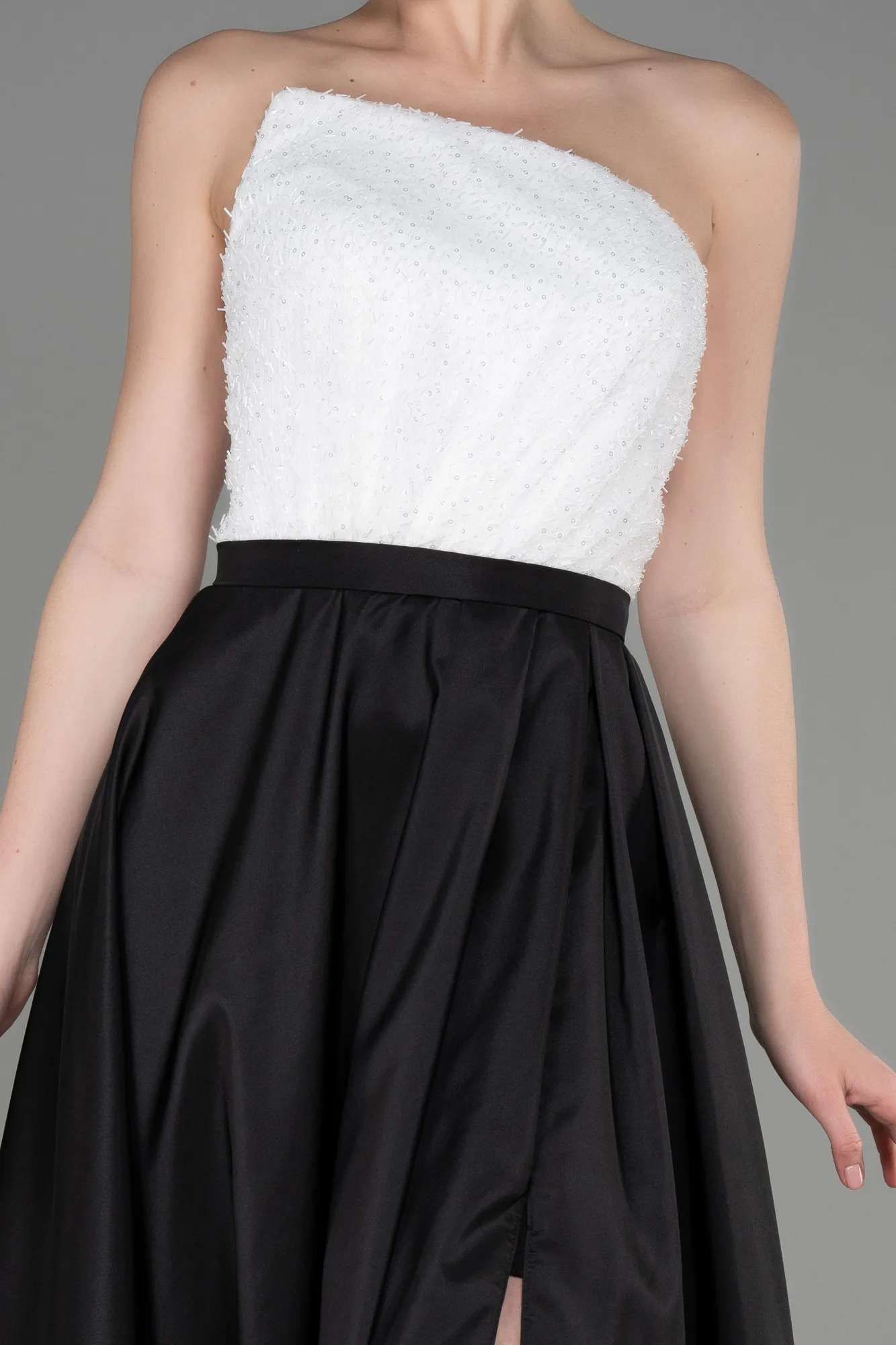 Black-Ecru-Long Evenin Dress ABU3779