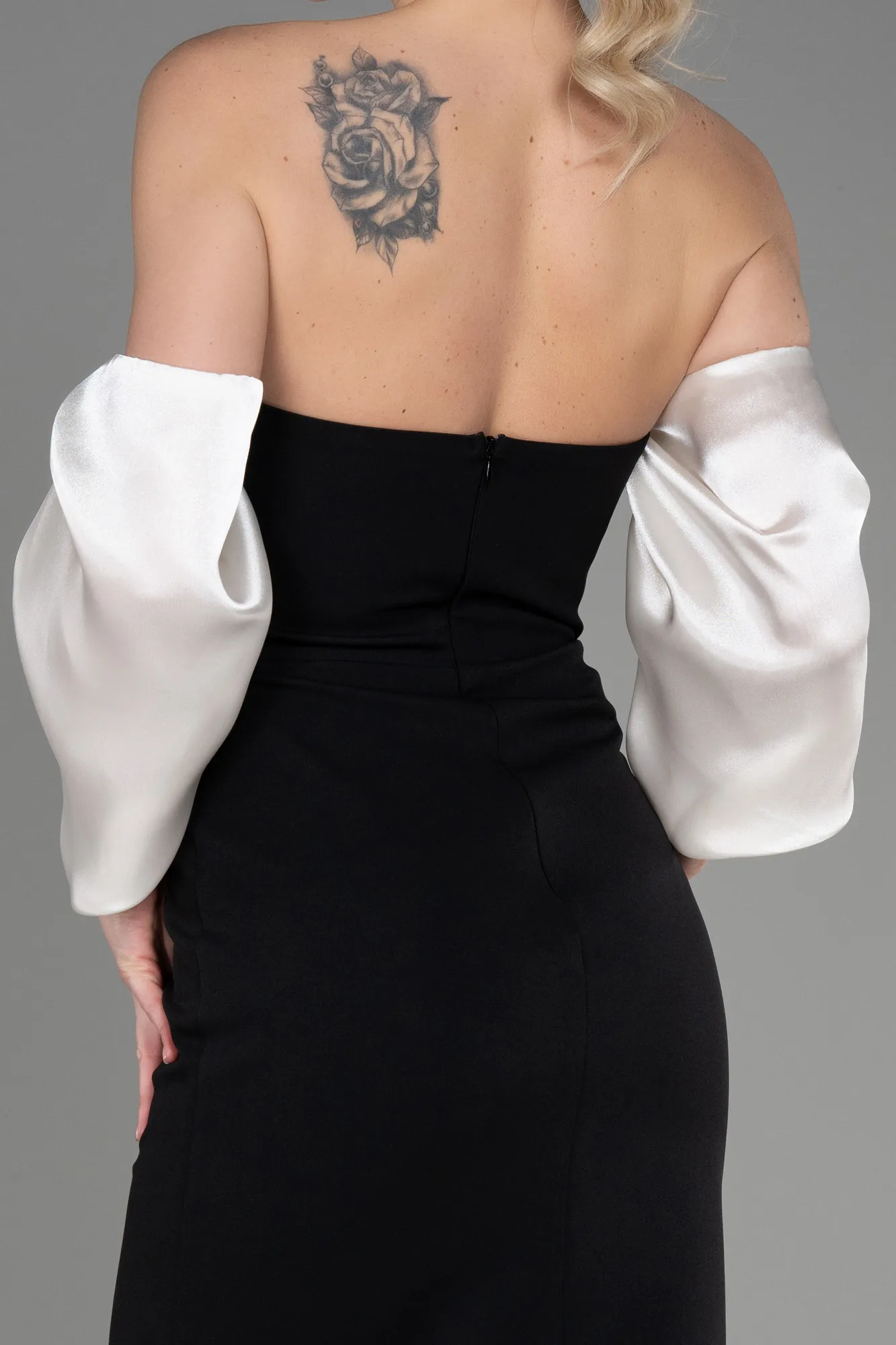 Black-Ecru-Midi Invitation Dress ABK1796