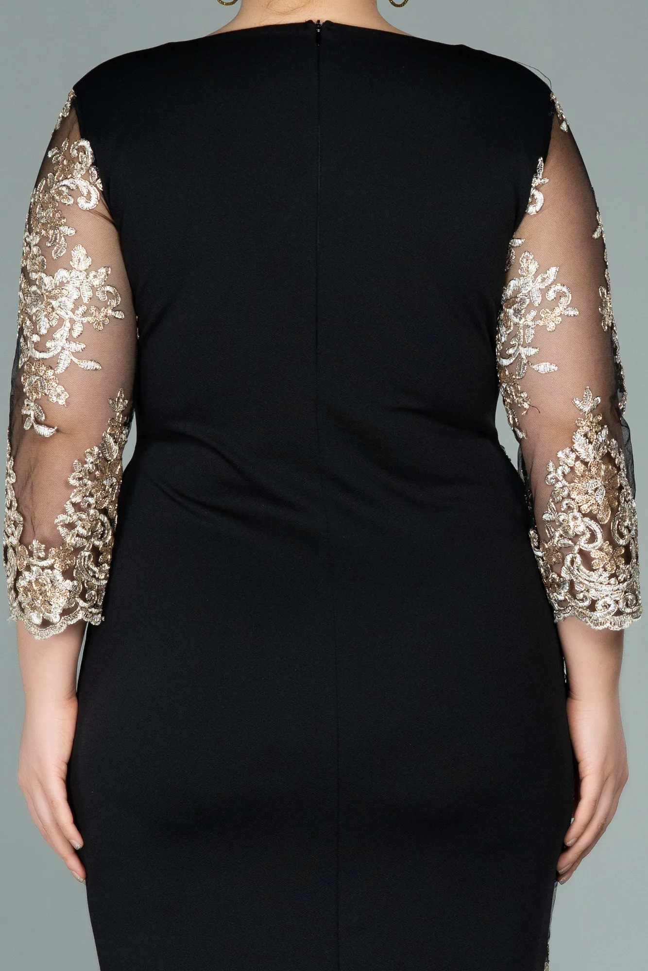 Black-Gold-Short Oversized Evening Dress ABK833