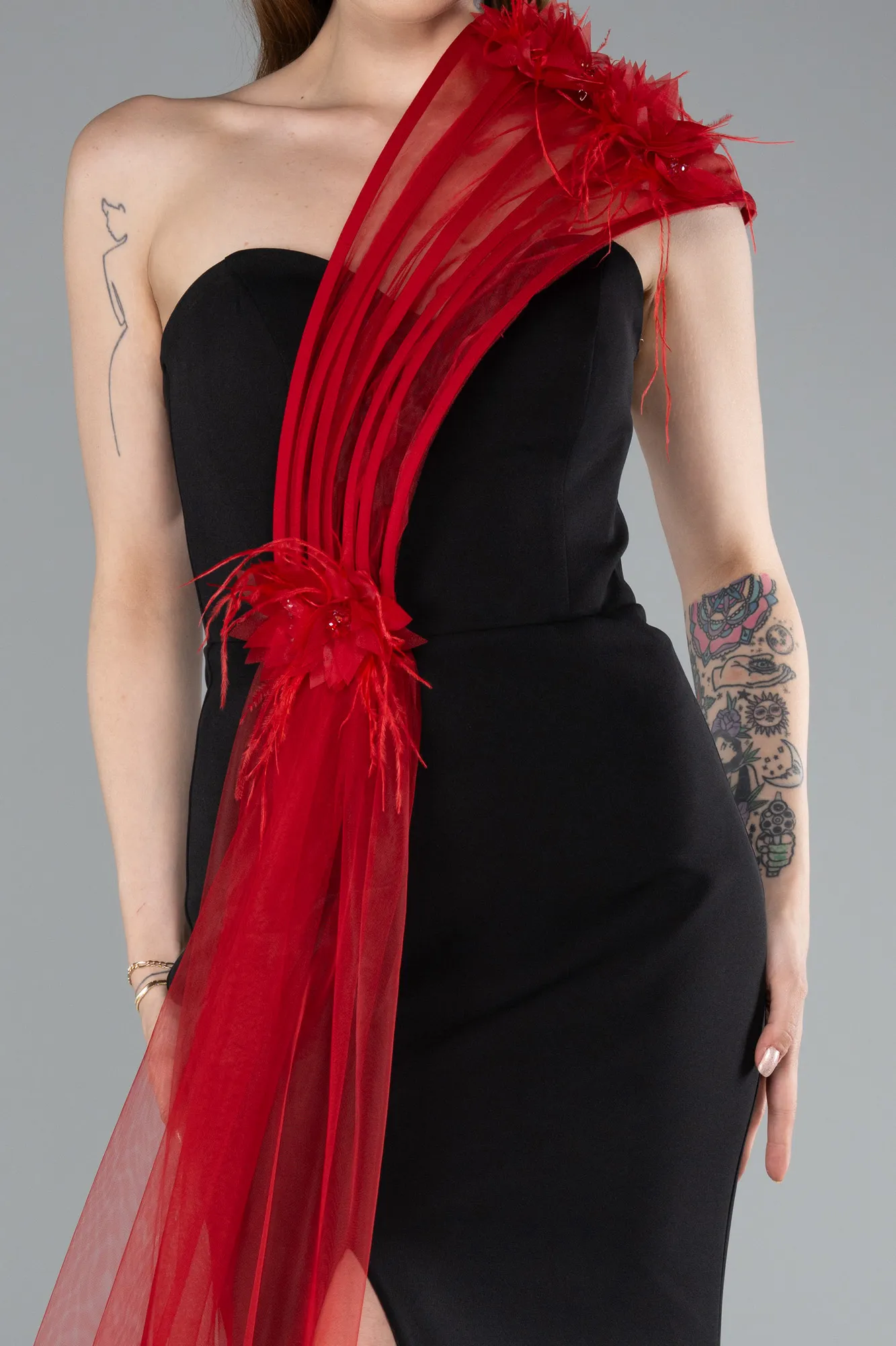 Black-Red-Long Evening Dress ABU4969