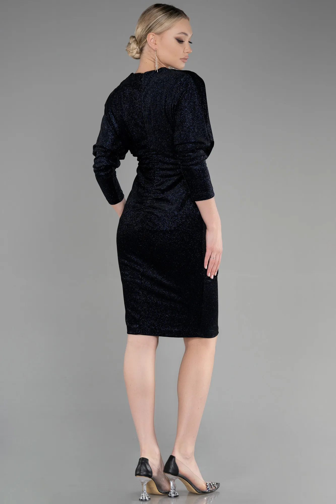 Black-Sax Blue-Short Invitation Dress ABK1913