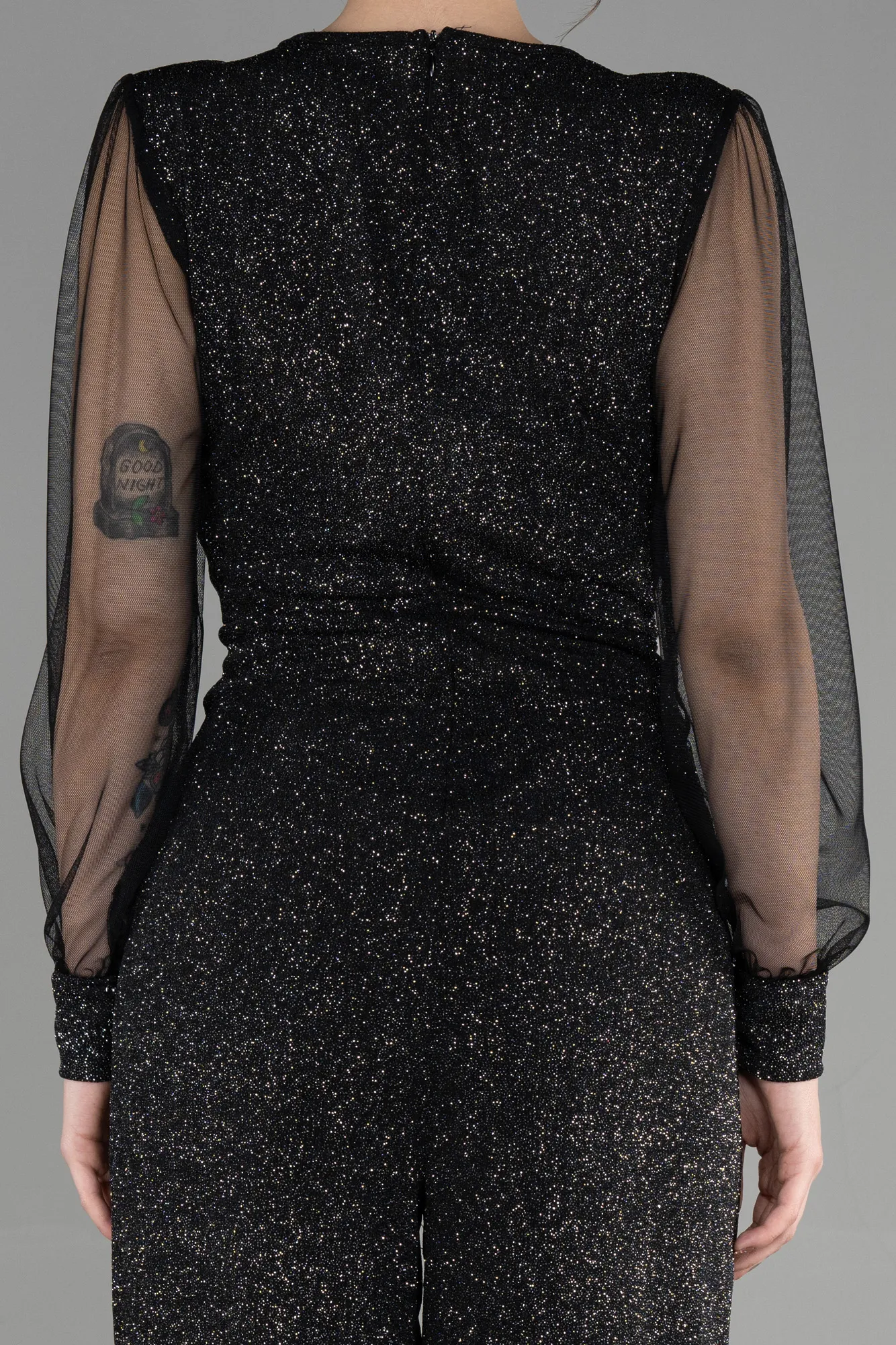 Black-Silver-Long Evening Dress ABT012