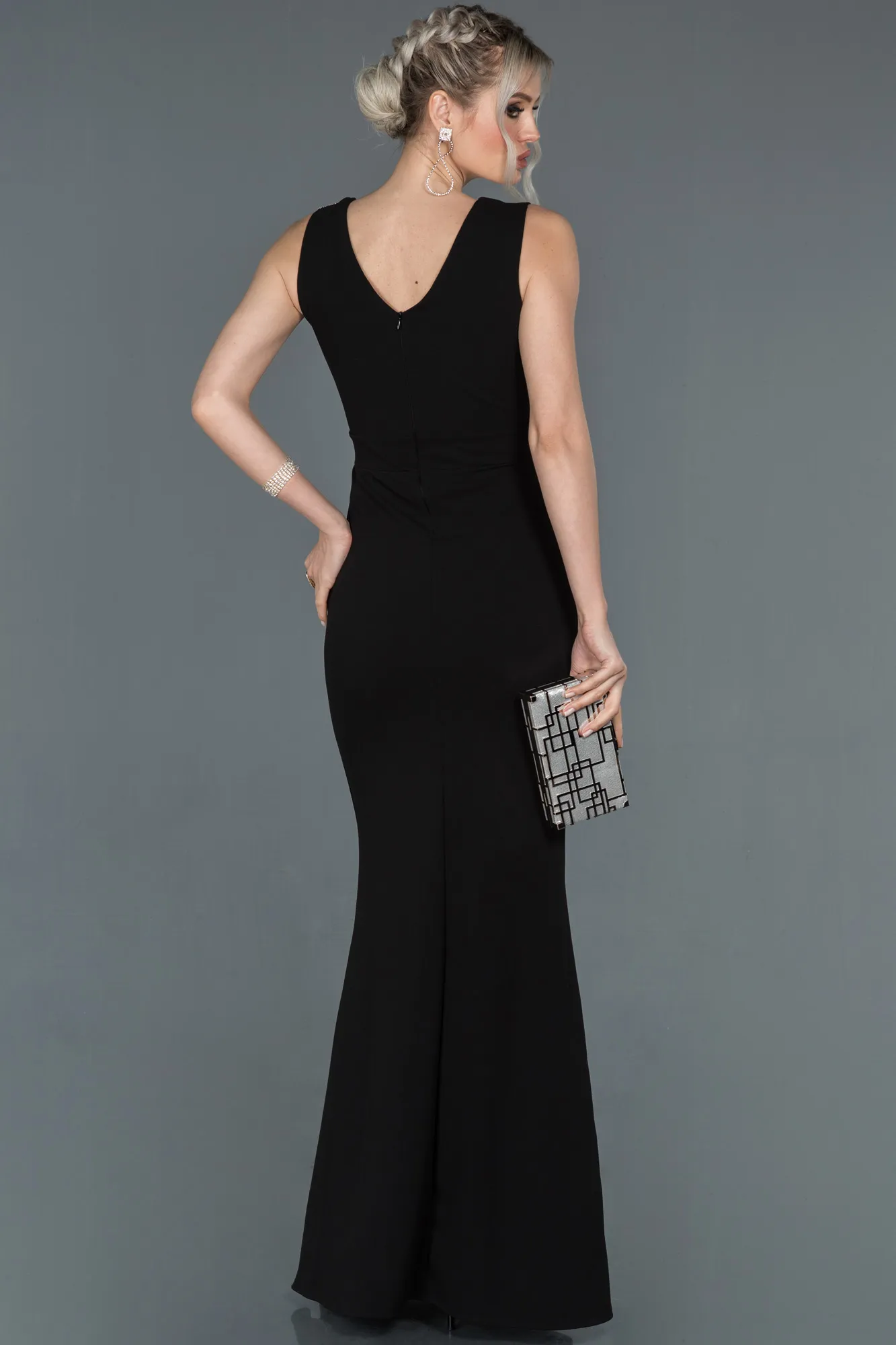 Black-Silver-Long Evening Dress ABU1190