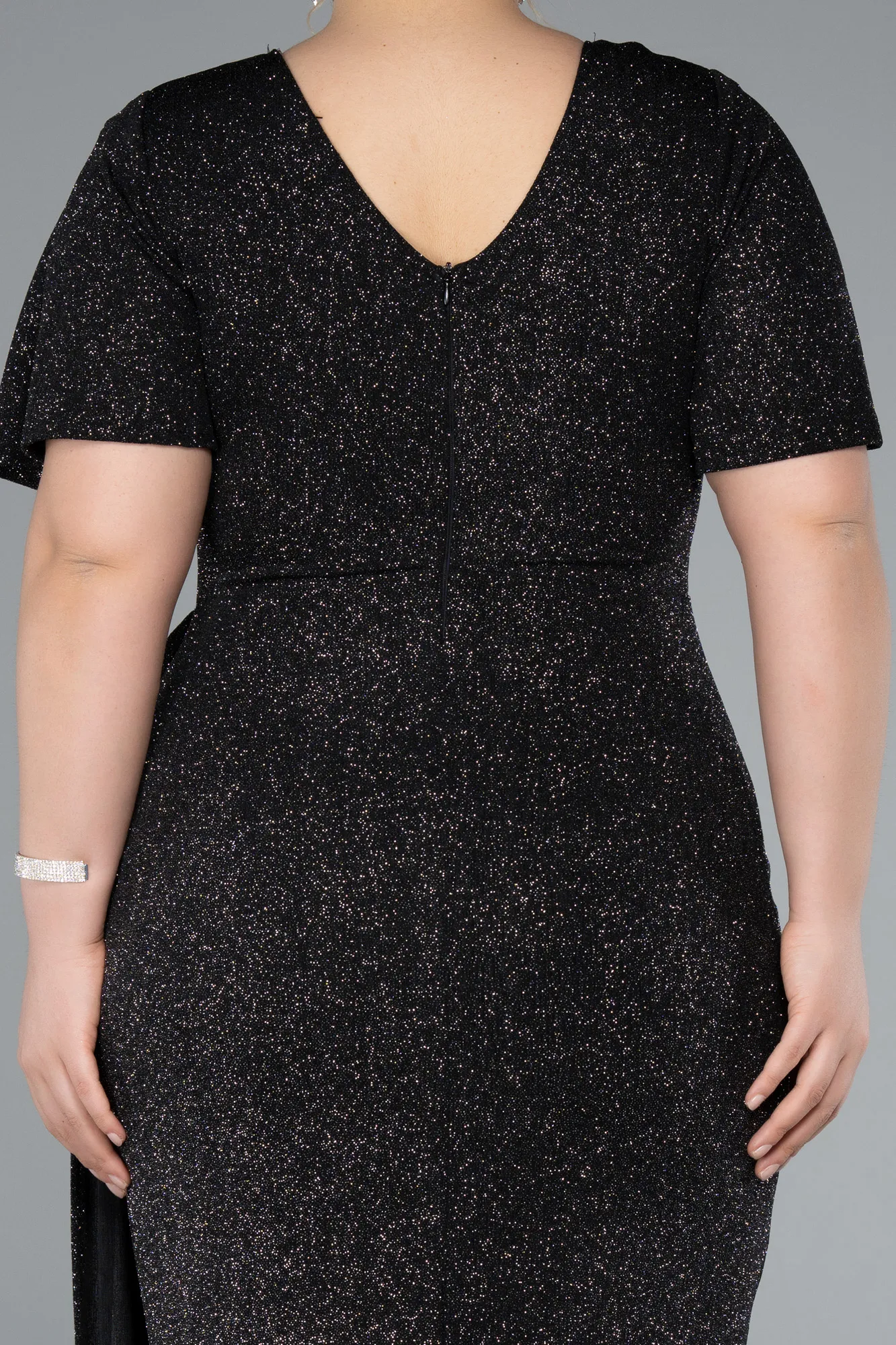 Black-Silver-Long Formal Plus Size Dress ABU3645