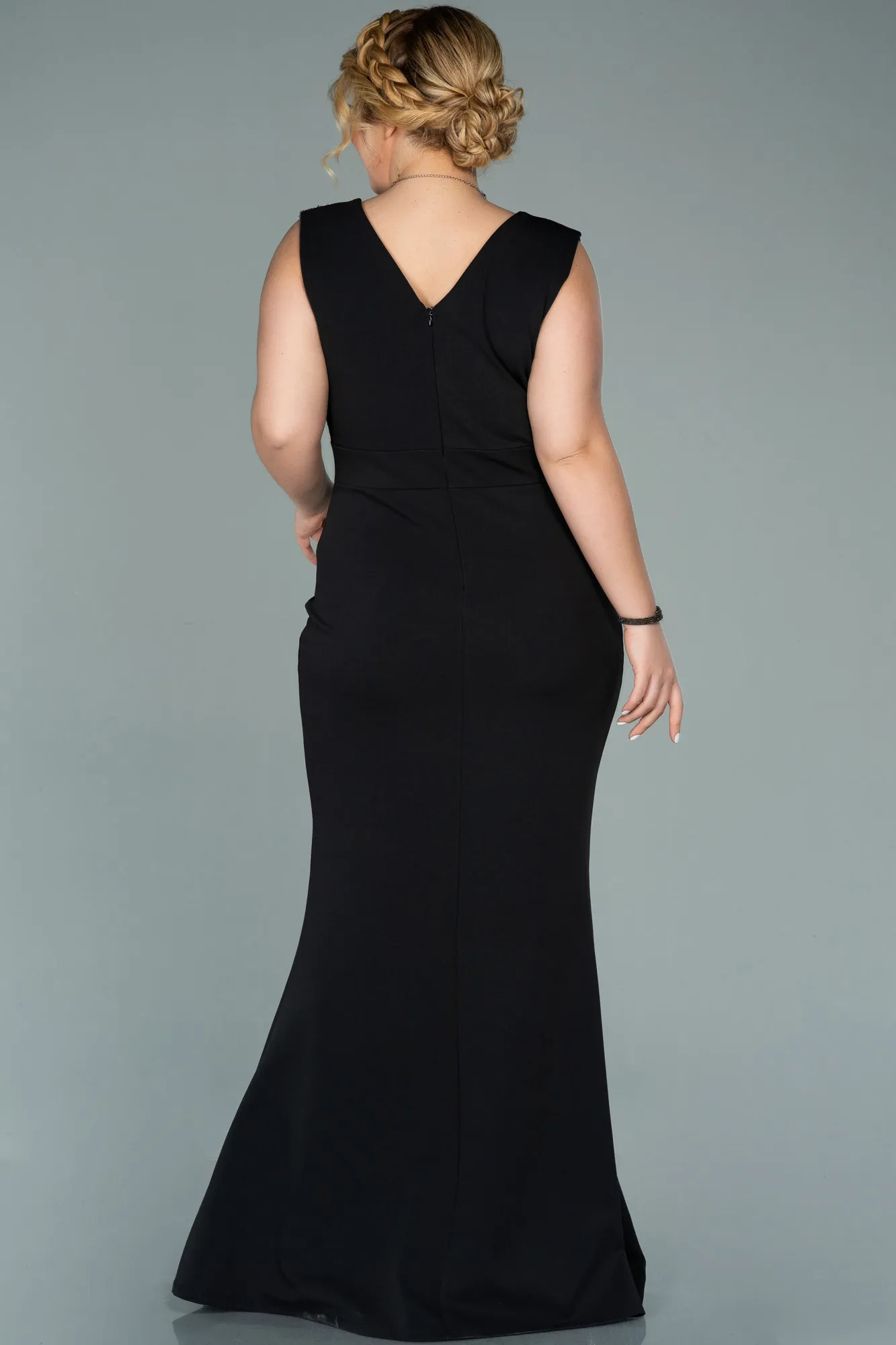 Black-Silver-Long Oversized Evening Dress ABU1482