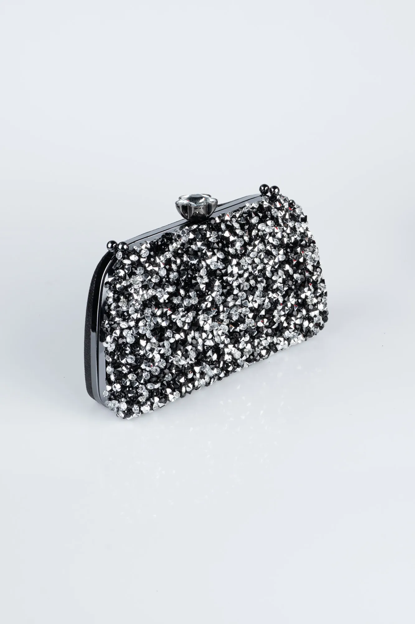 Black-Silver-Plaster Fabric Night Bag SH849
