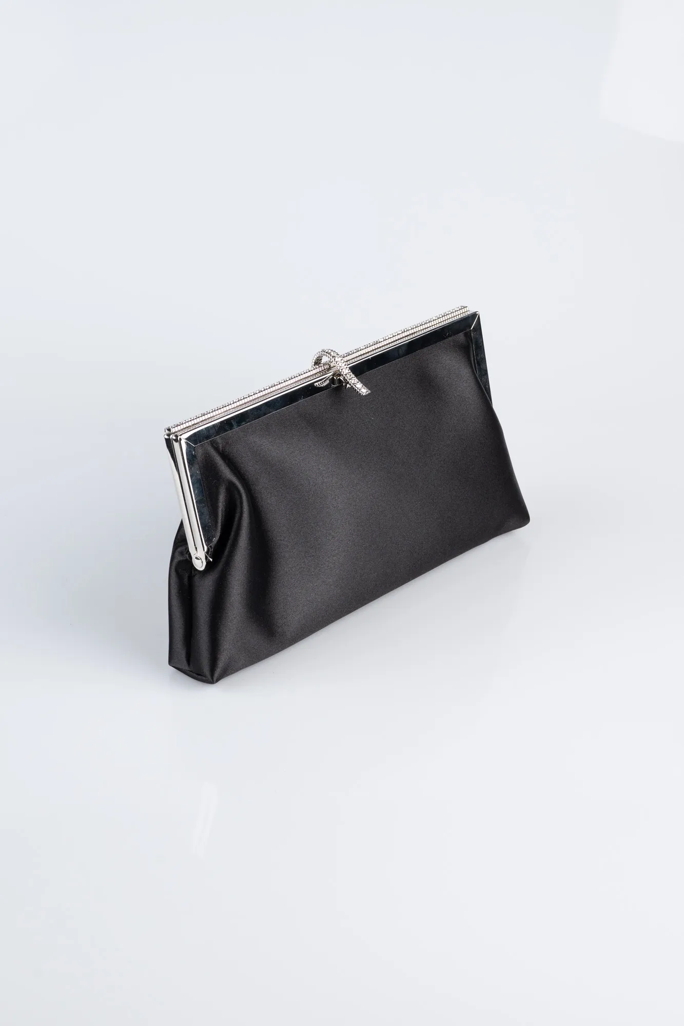 Black-Silver-Satin Night Bag V752