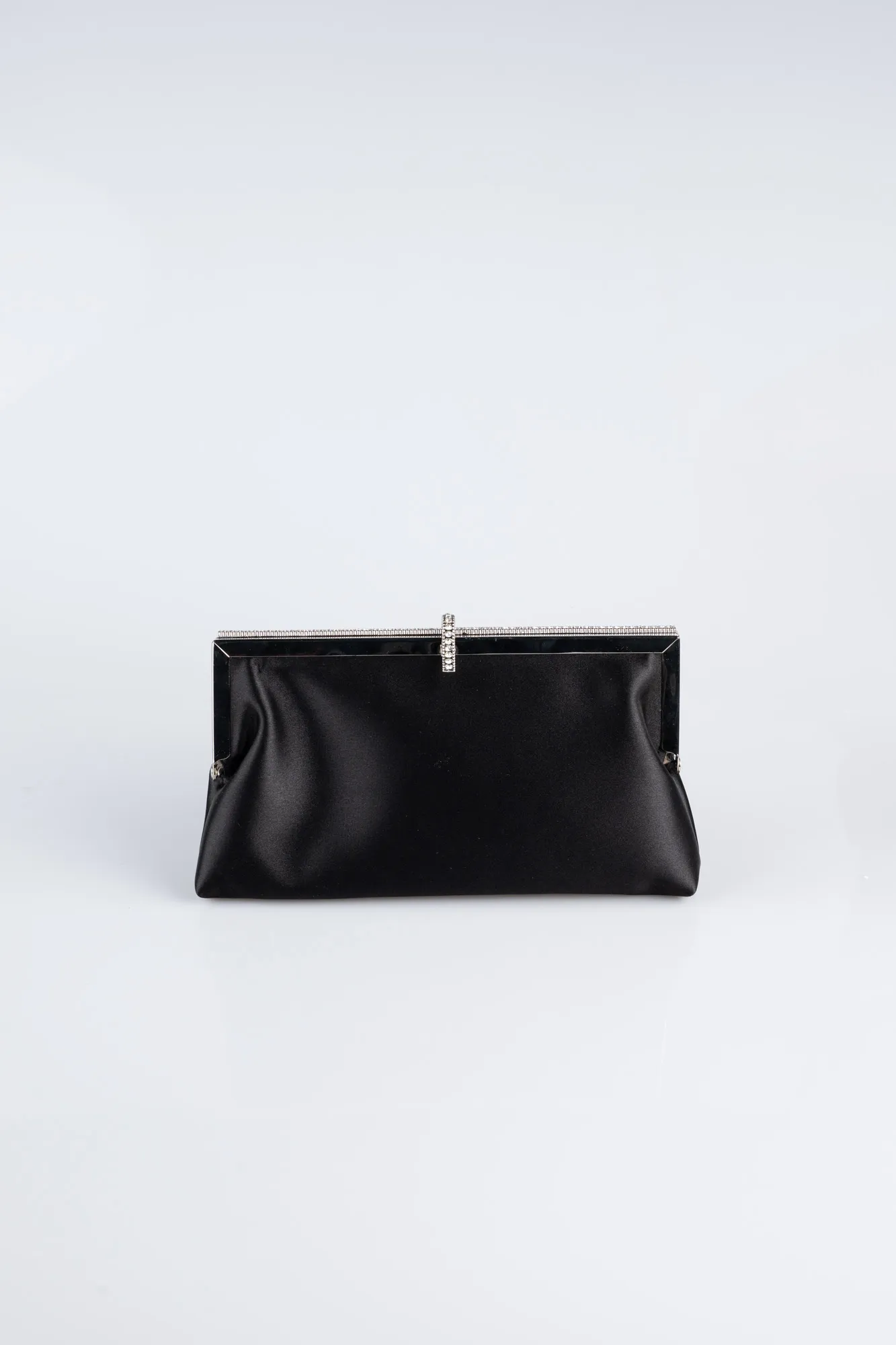 Black-Silver-Satin Night Bag V752