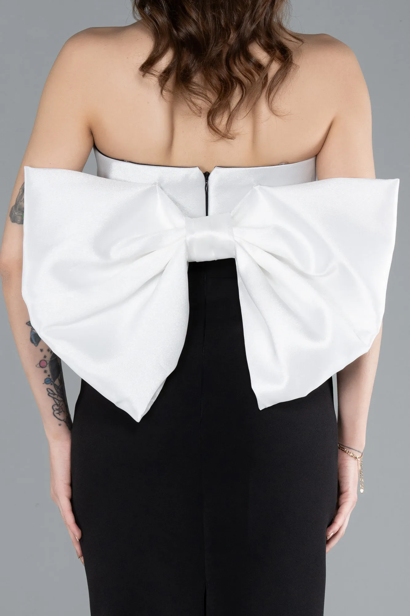 Black-White-Long Evening Dress ABU4716