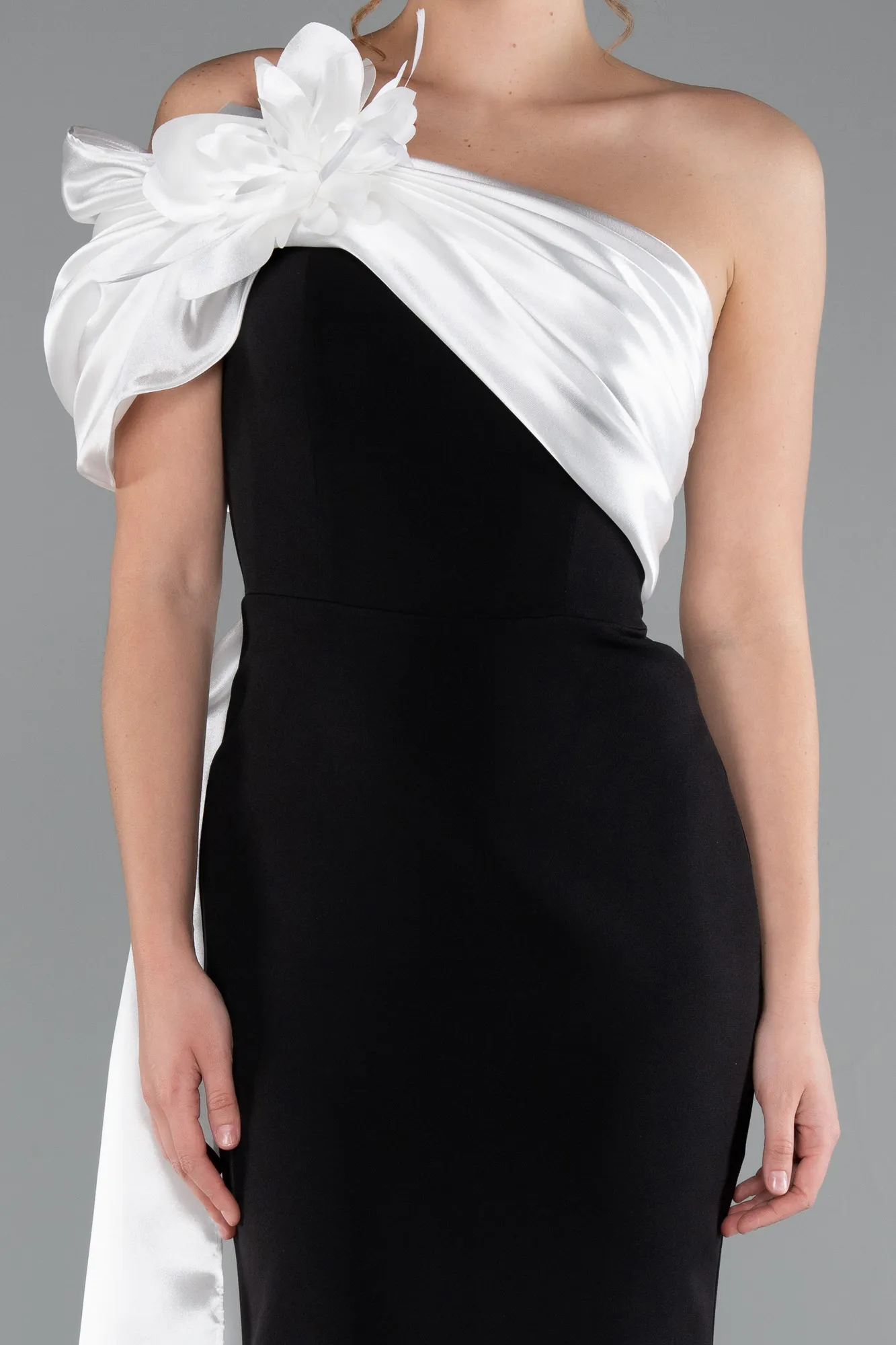 Black-White-Long Evening Dress ABU4904