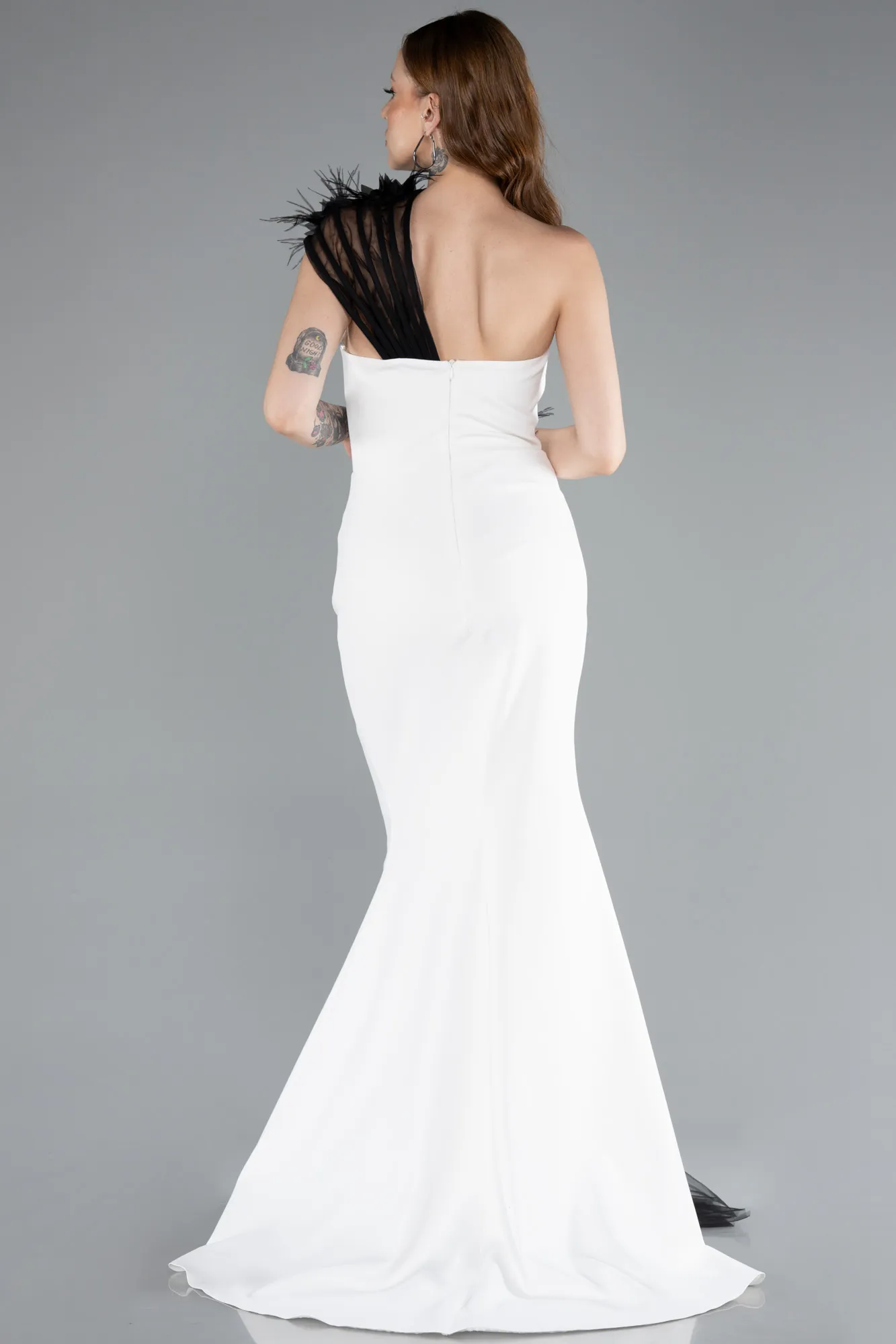Black-White-Long Evening Dress ABU4969