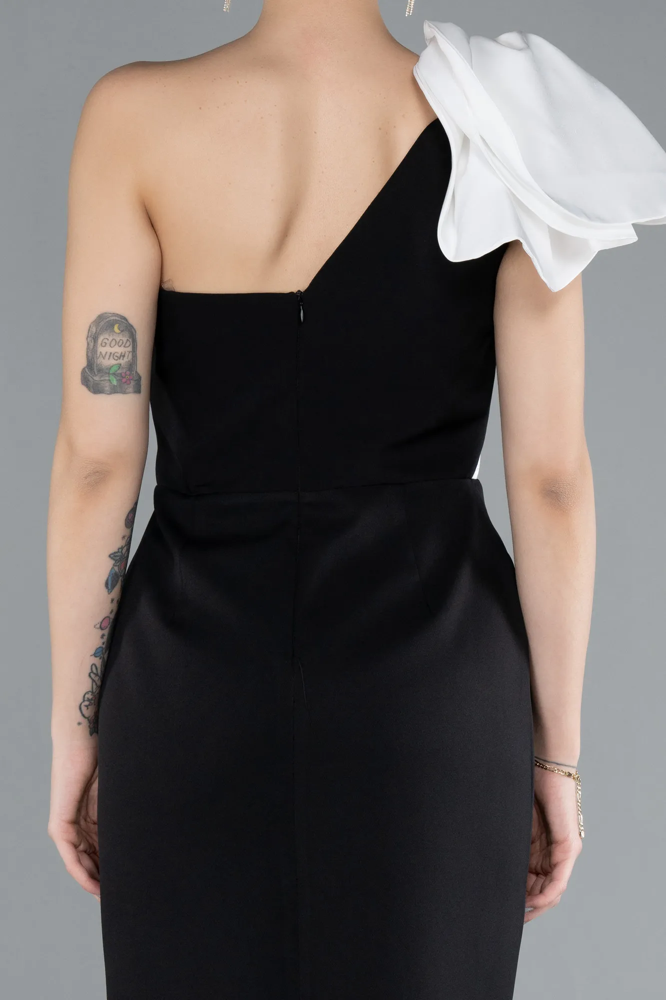 Black-White-Midi Cocktail Dress ABK2249