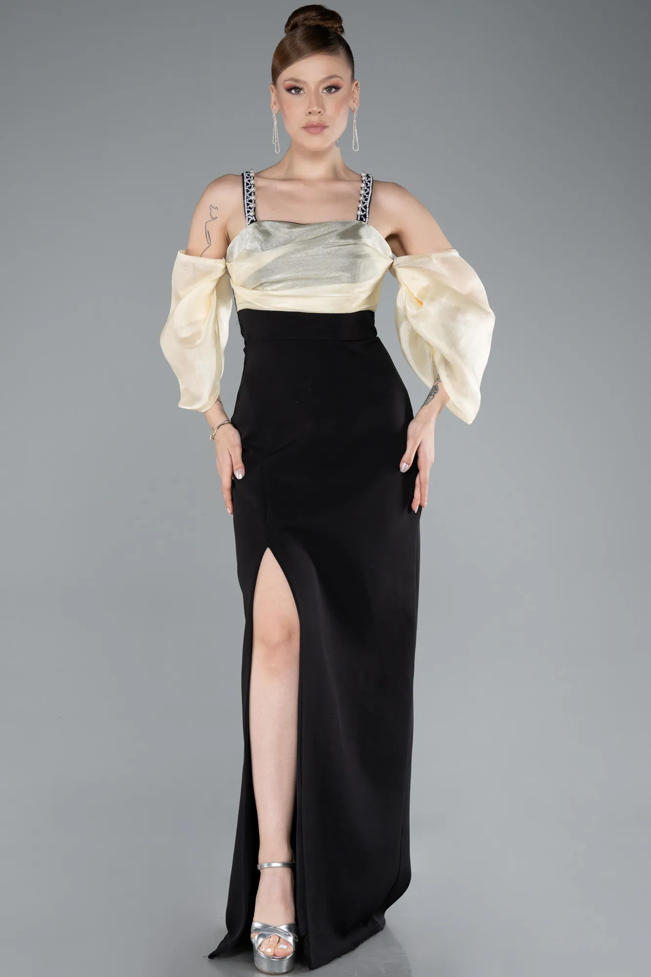 Black-Yellow-Long Invitation Dress ABU2911