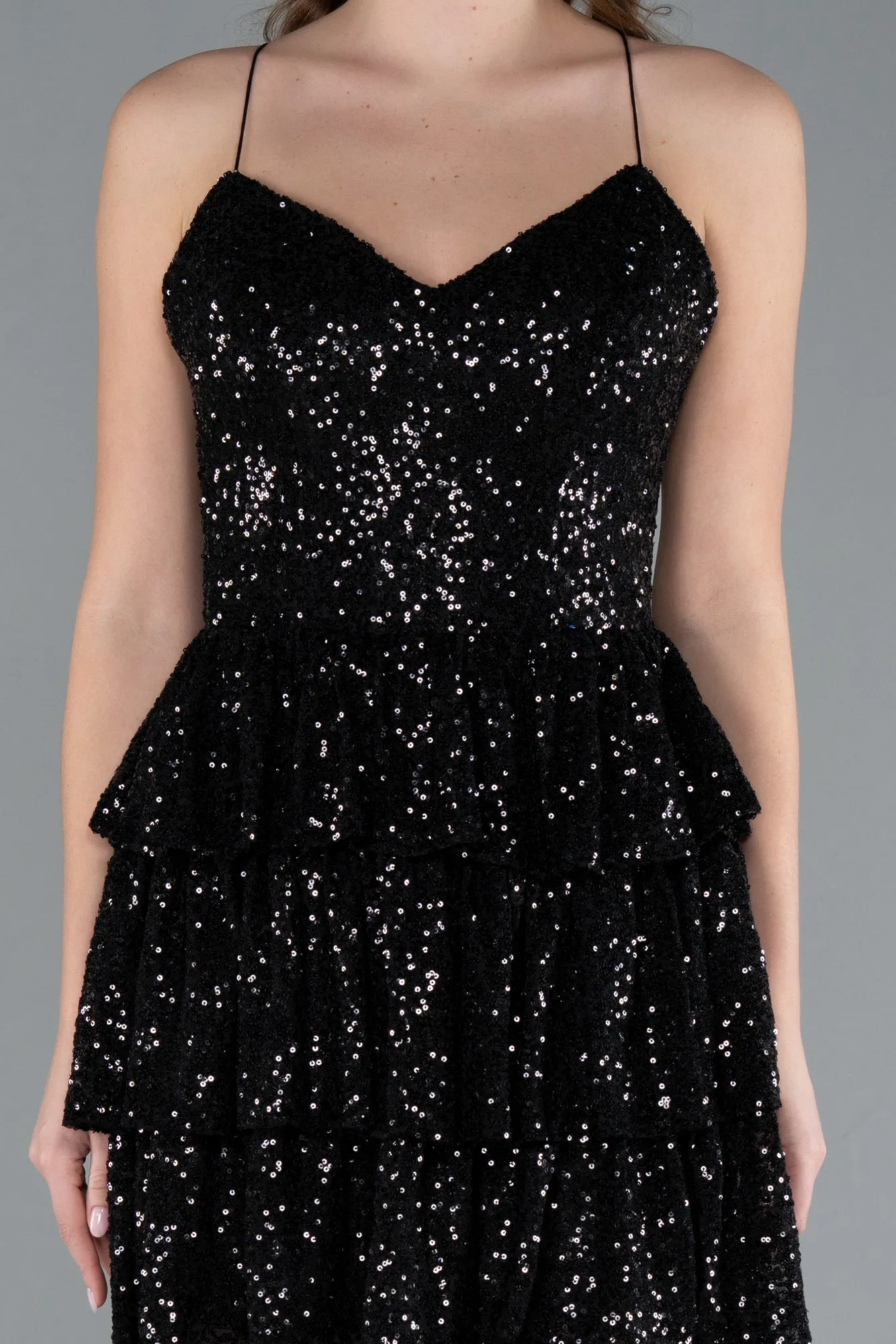 Black-Backless Mini Sequin Party Dress ABK2270